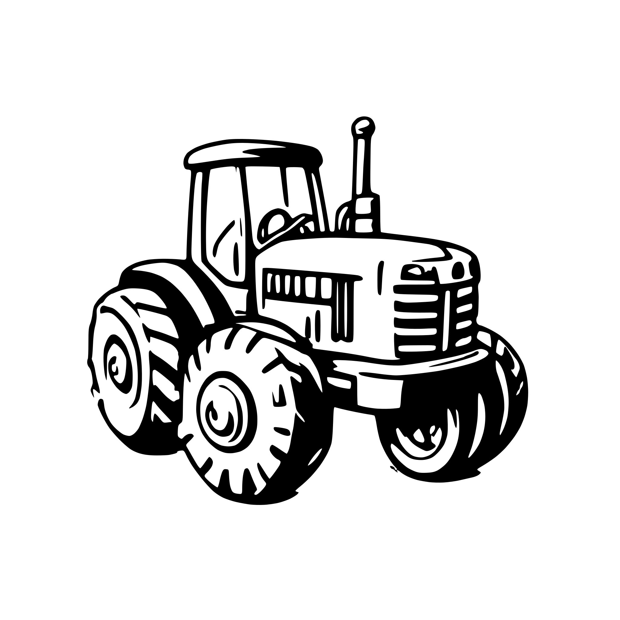 AI-generated SVG of a green tractor with spinning wheels with yellow rims AI-generated SVG of a green tractor with spinning wheels with yellow rims