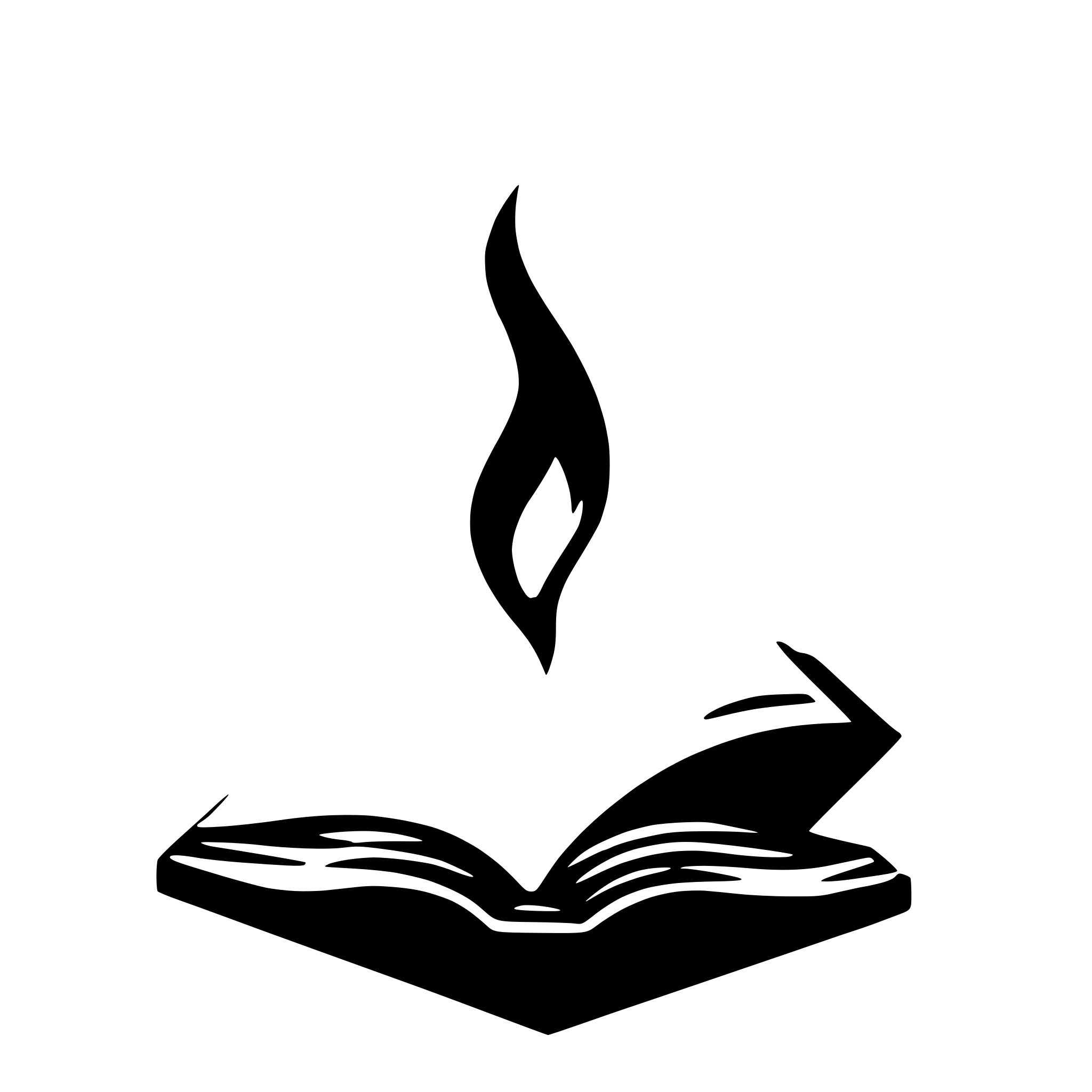 AI-generated SVG of 'flame inside open book'