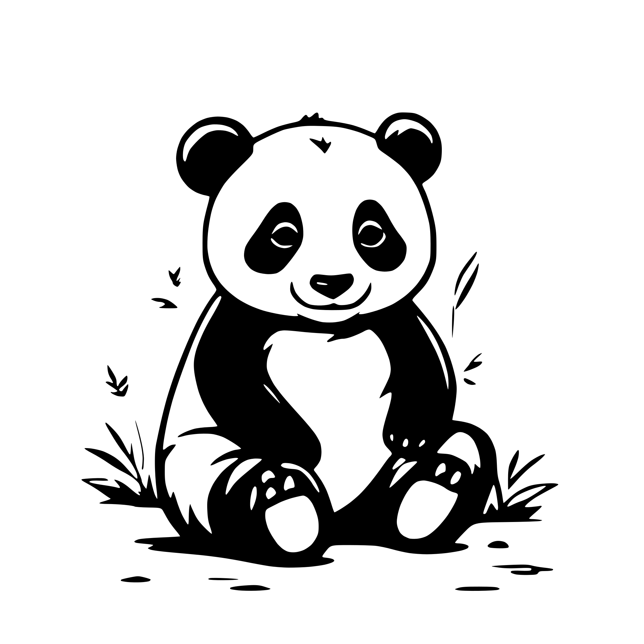 AI-generated SVG of 'Create a simple coloring book page featuring a cute panda with all lines of equal thickness and no background.'