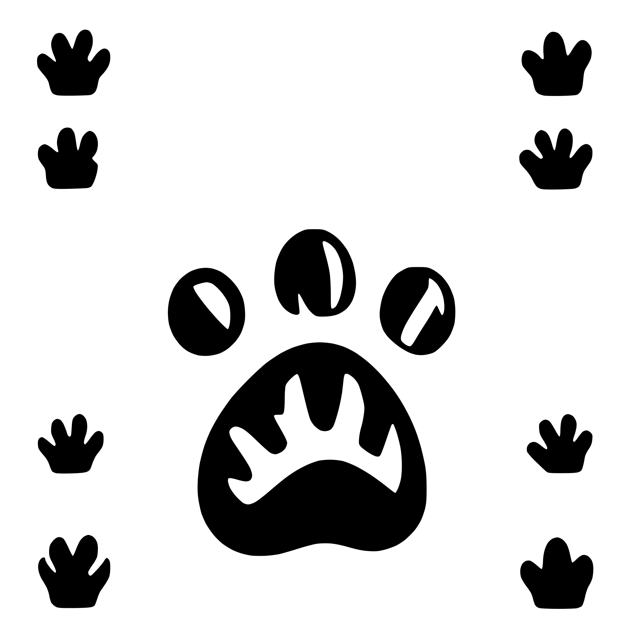 AI-generated SVG of a the trail of paws of a dog in the style of an icon