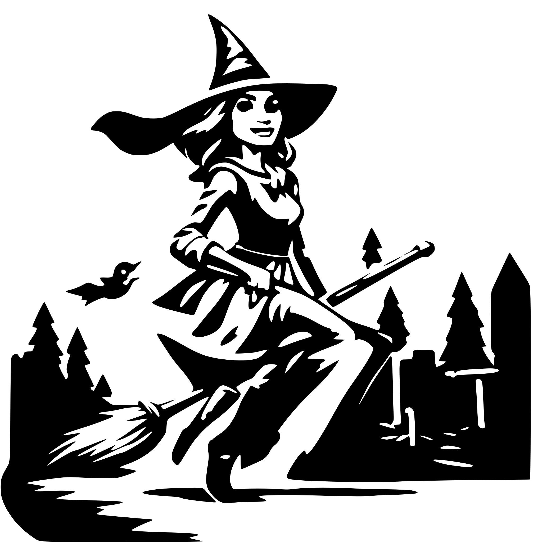 AI-generated SVG of a a witch on a broom