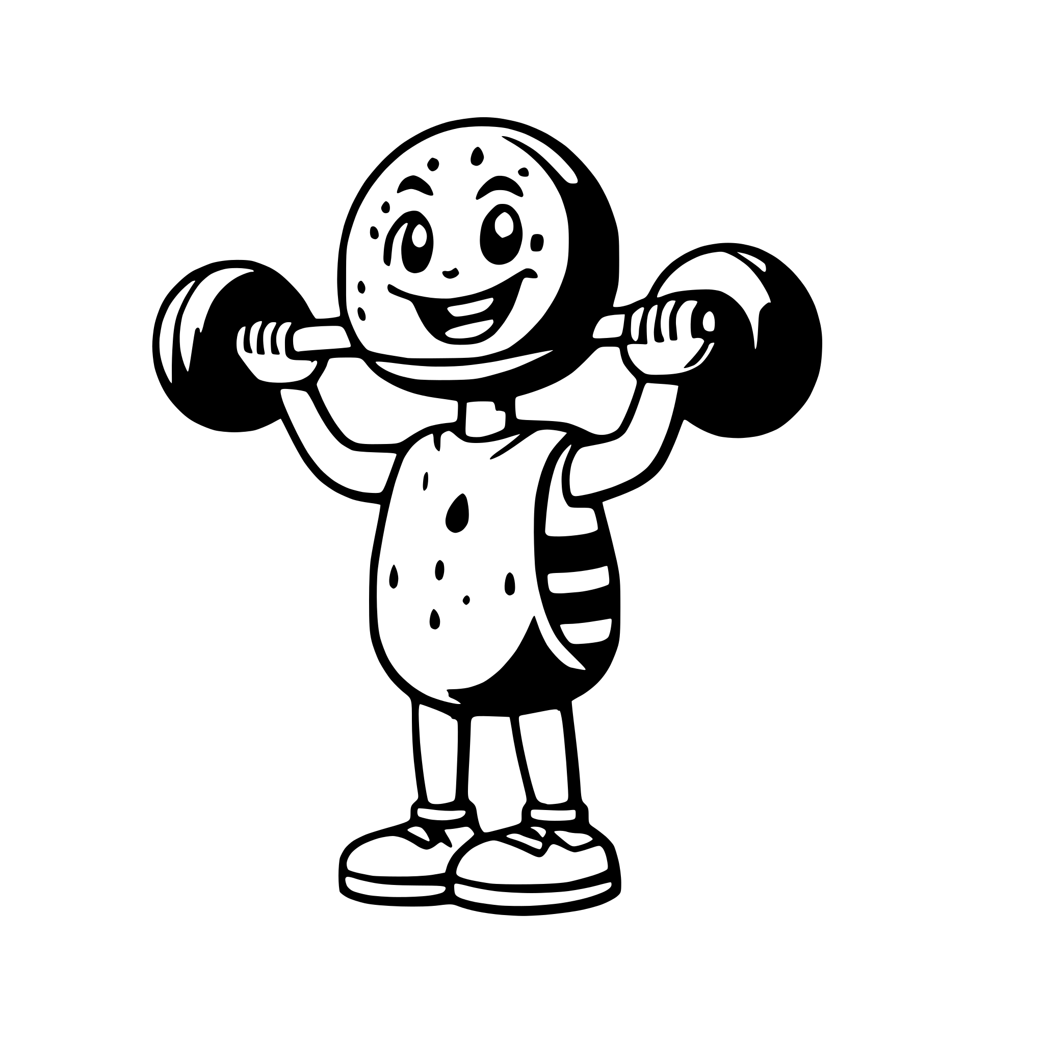 AI-generated SVG of a a donut lifting weights at the gym