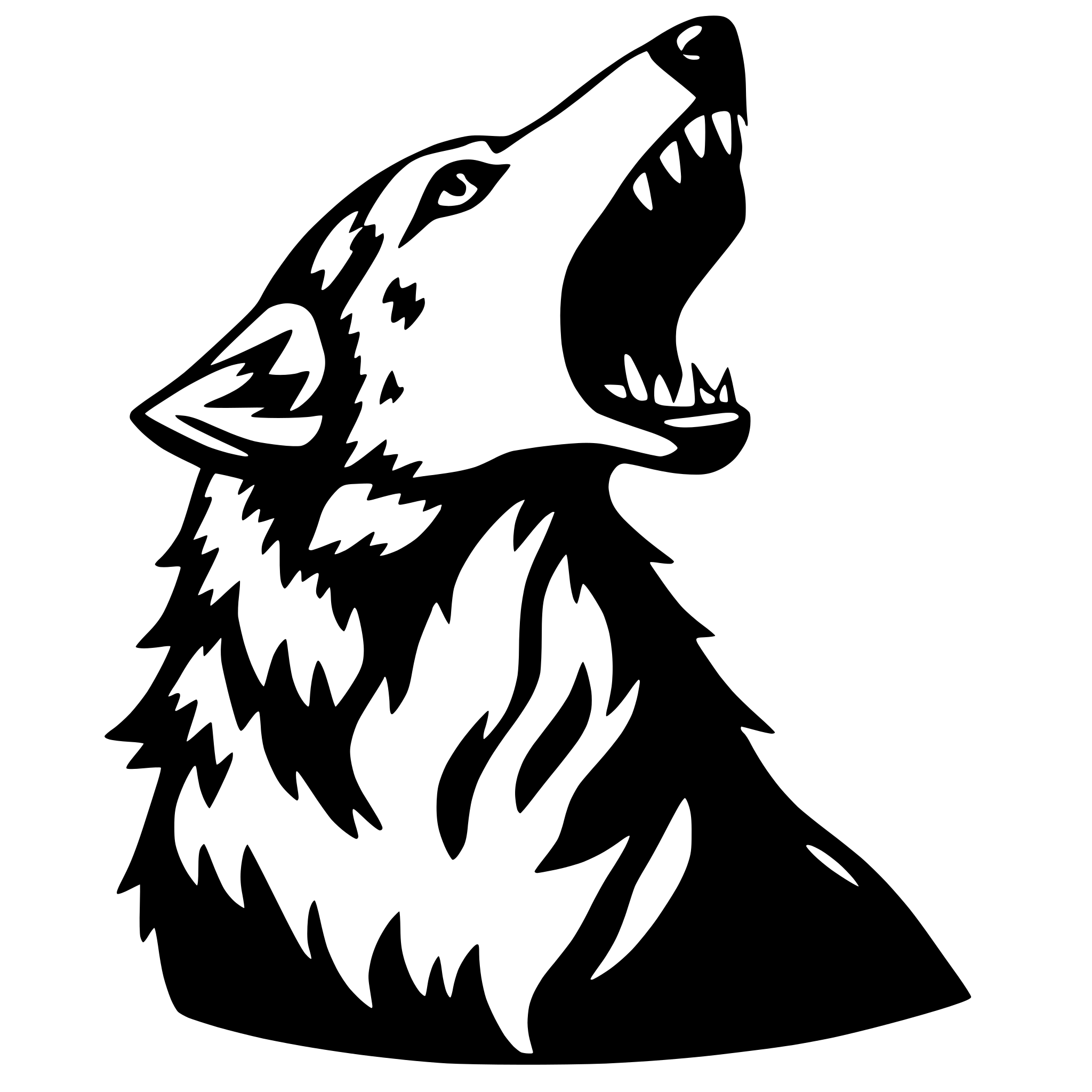 AI-generated SVG of a wolf howling