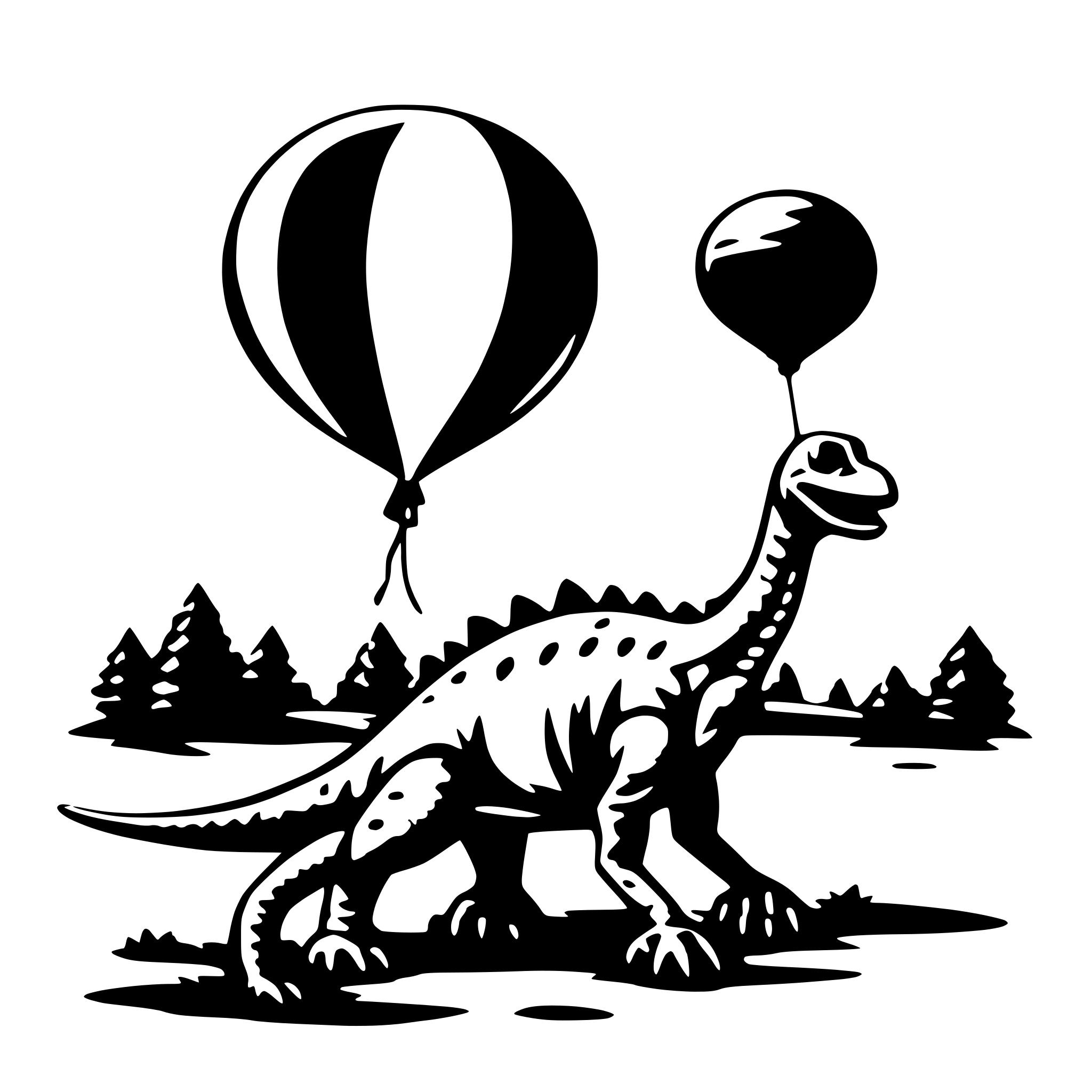 AI-generated SVG of 'dionosaur with a luftbaloon'