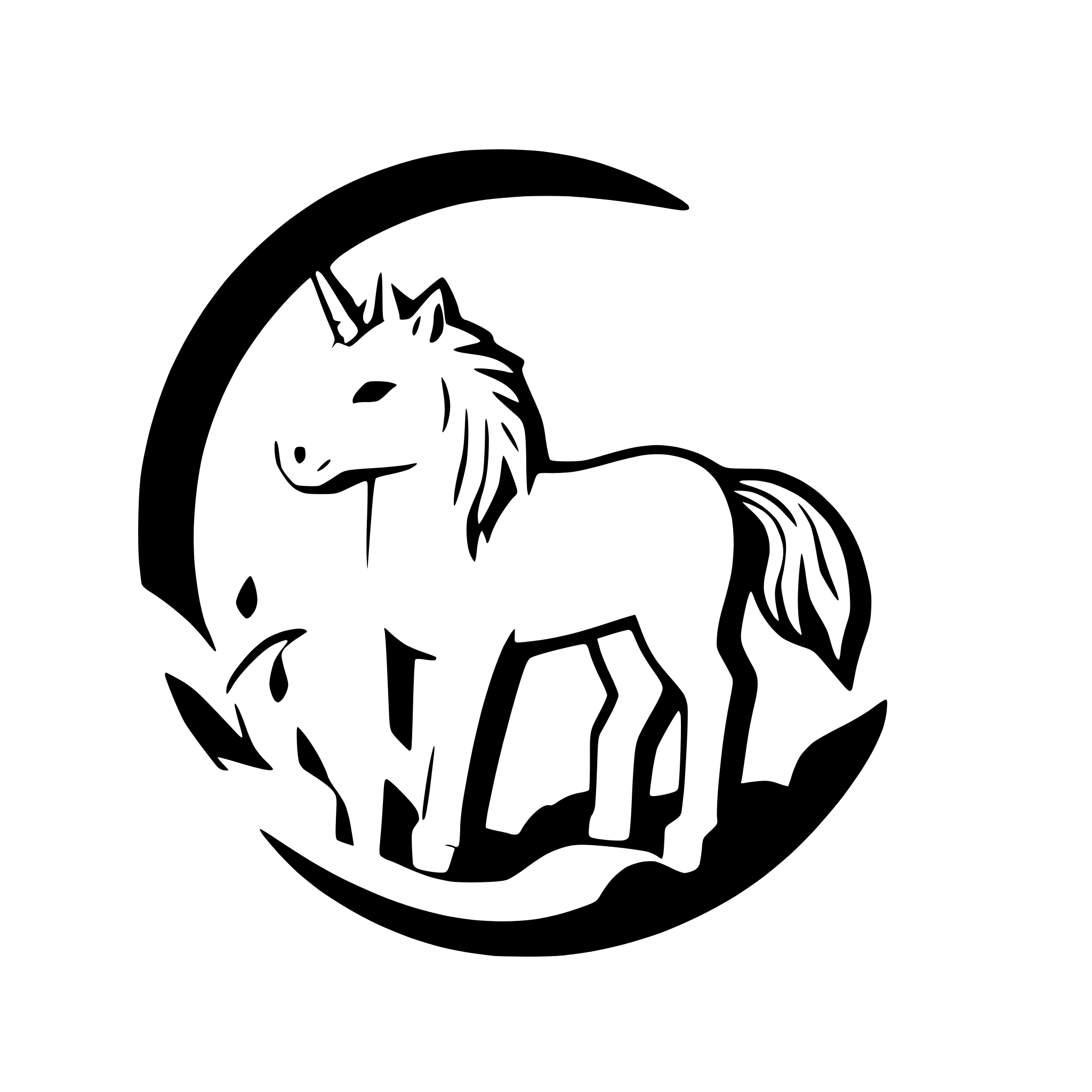 AI-generated SVG of a unicorn under a rainbow
