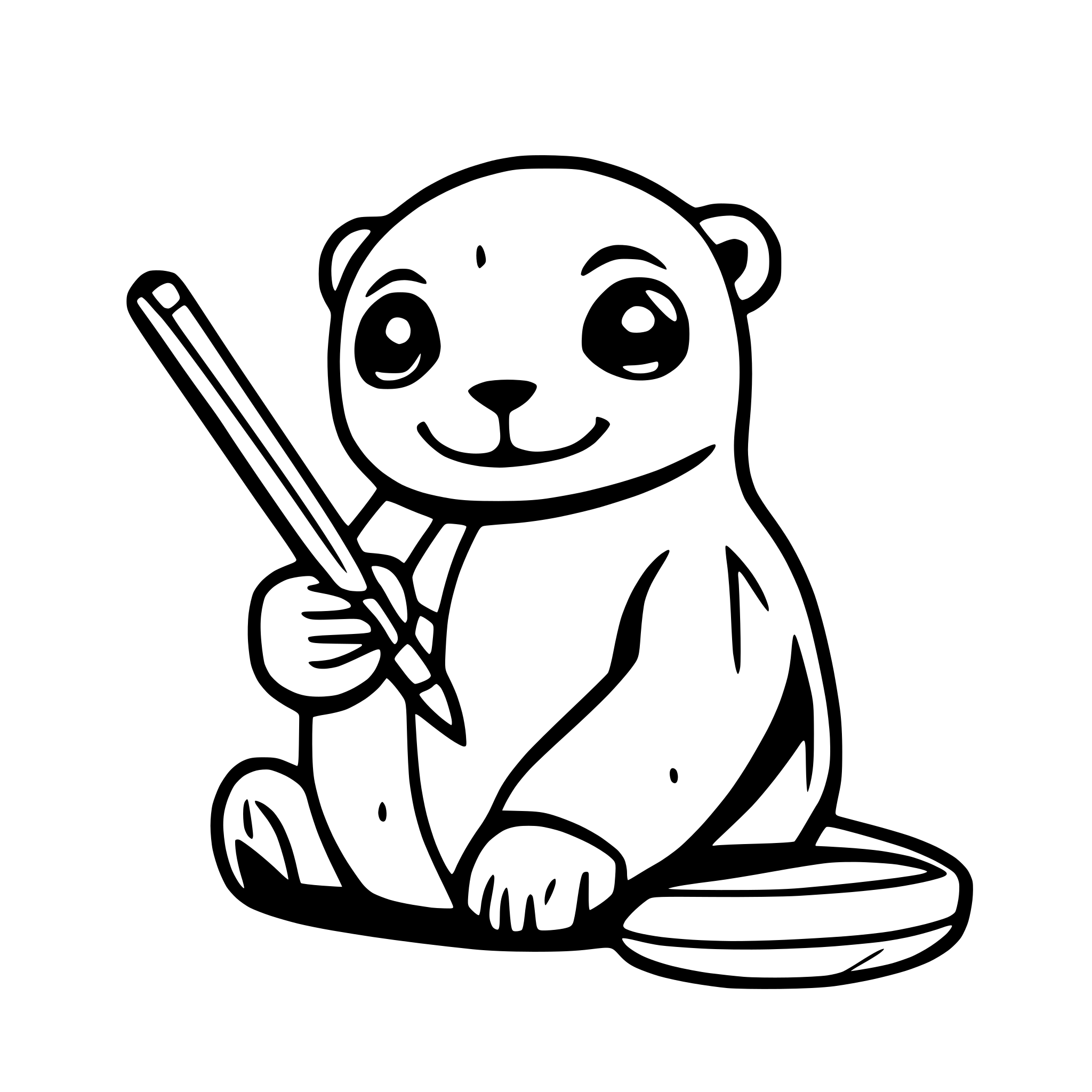 AI-generated SVG of 'A seal holding a pen'