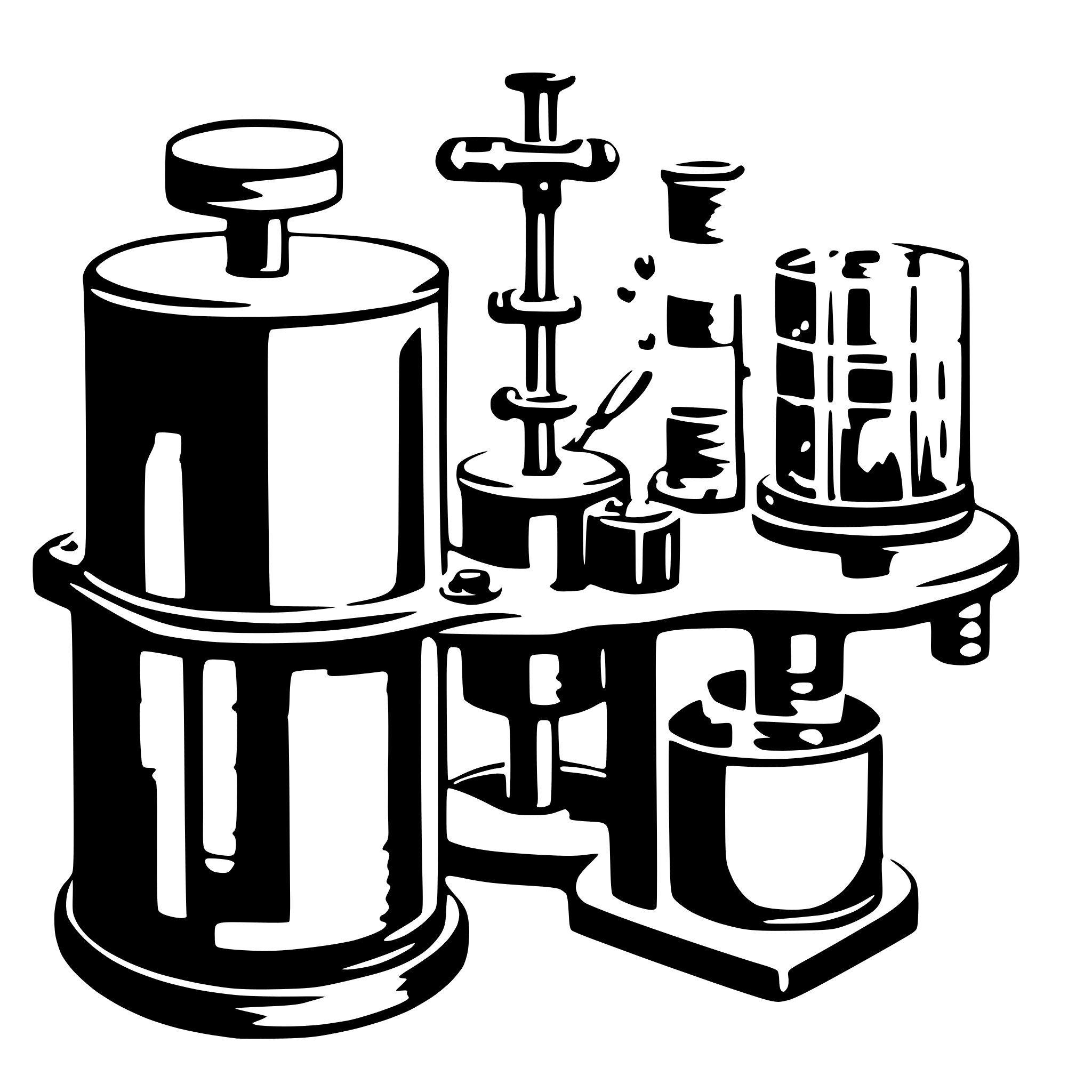 AI-generated SVG of 'Canvas with several apparatus used in health sciences microbiology'