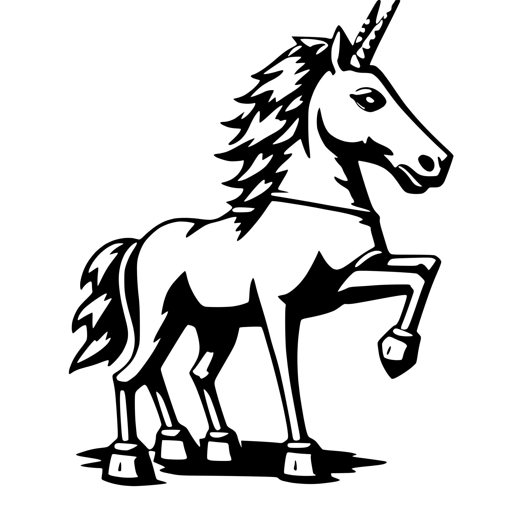 AI-generated SVG of 'Heavy Metal Unicorn in Business Attire'