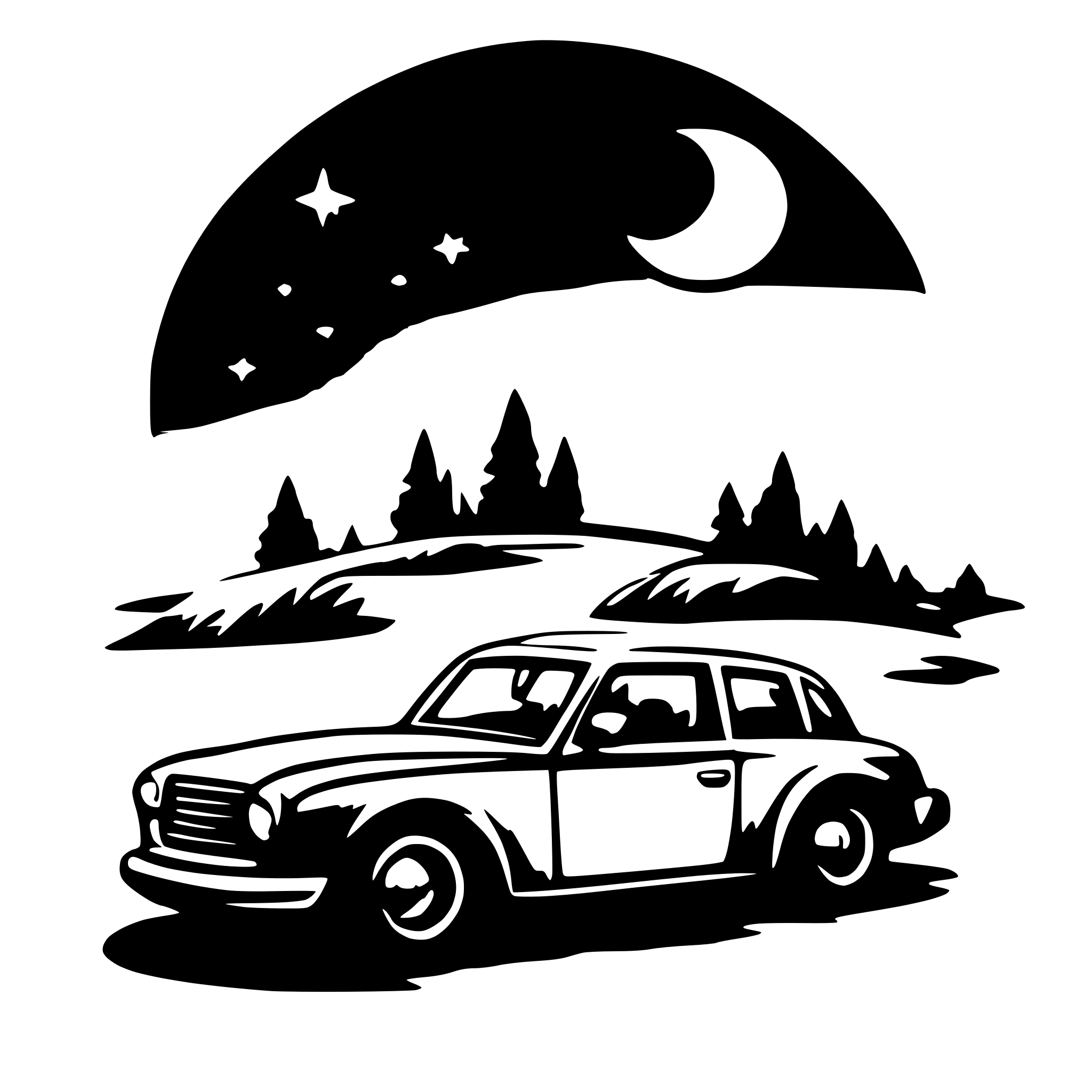 AI-generated SVG of 'car and moon'