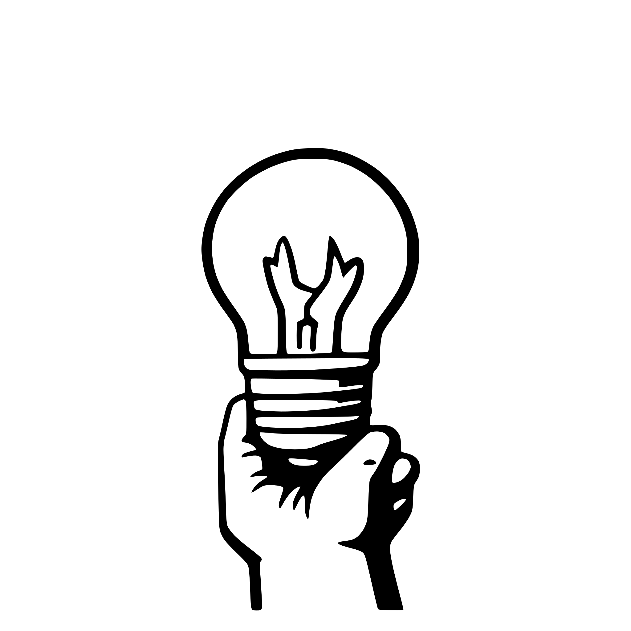 AI-generated SVG of 'hand holding a llit ightbulb'