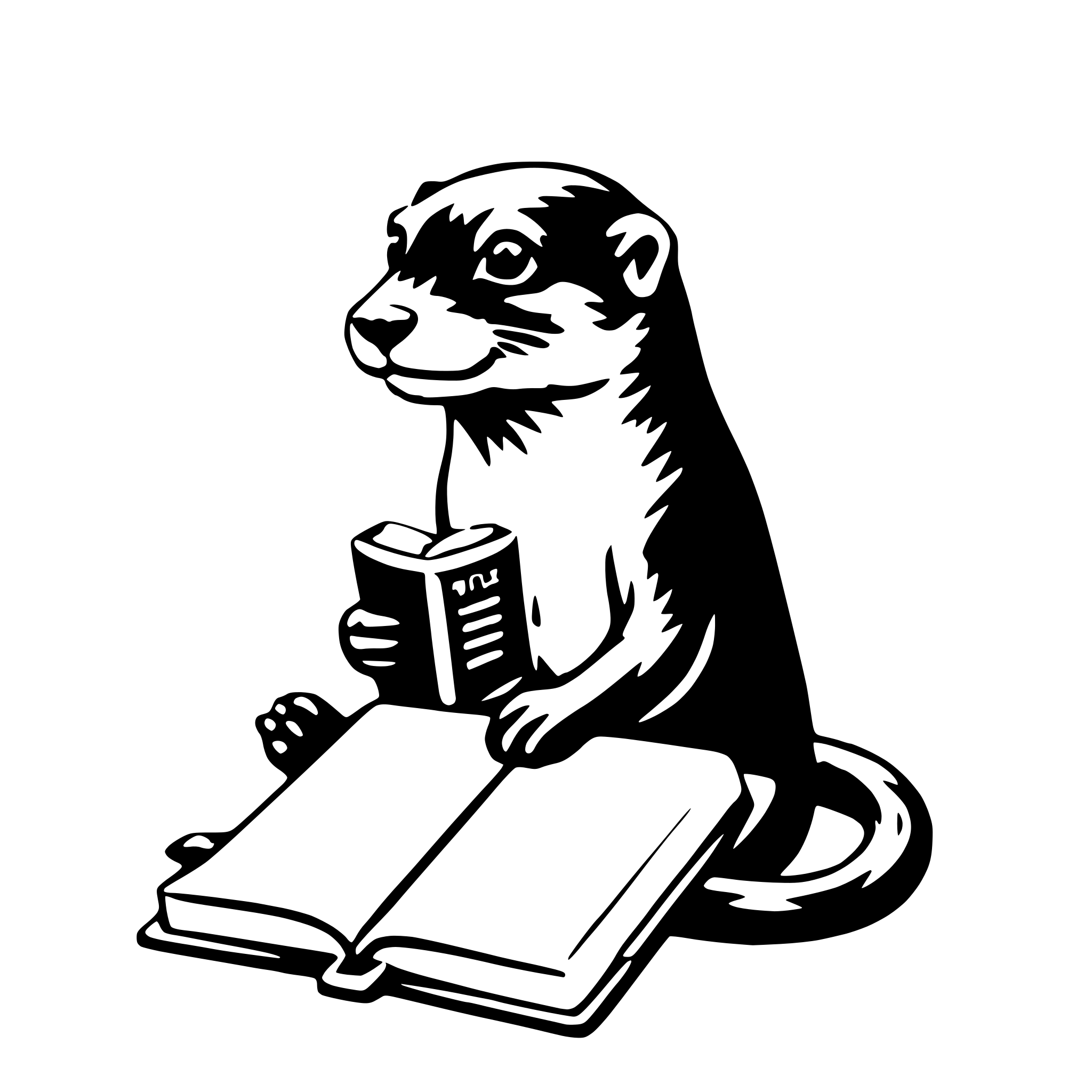 AI-generated SVG of a otter with book