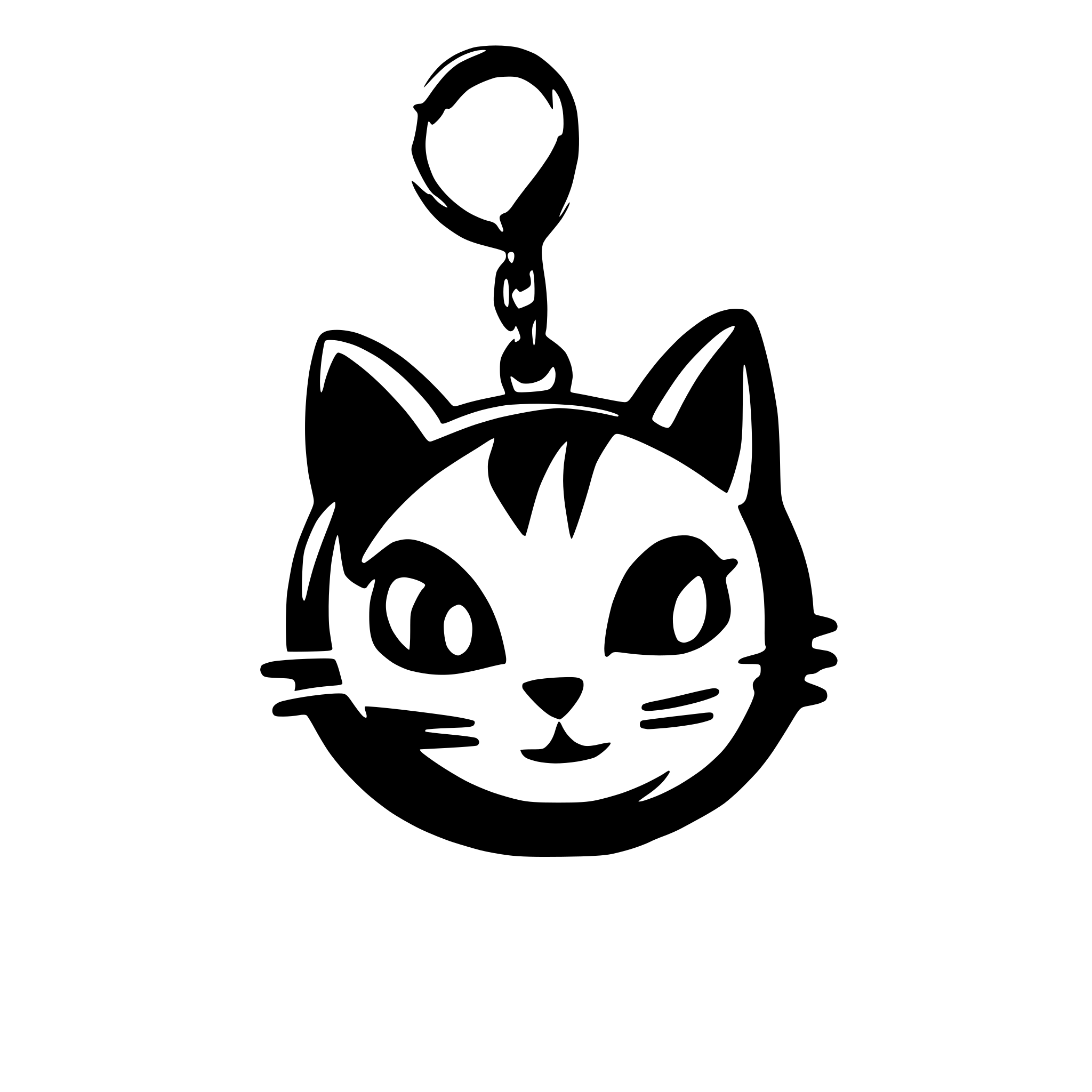 AI-generated SVG of a alice in wonderland red and black cat disney style ideas for keychain