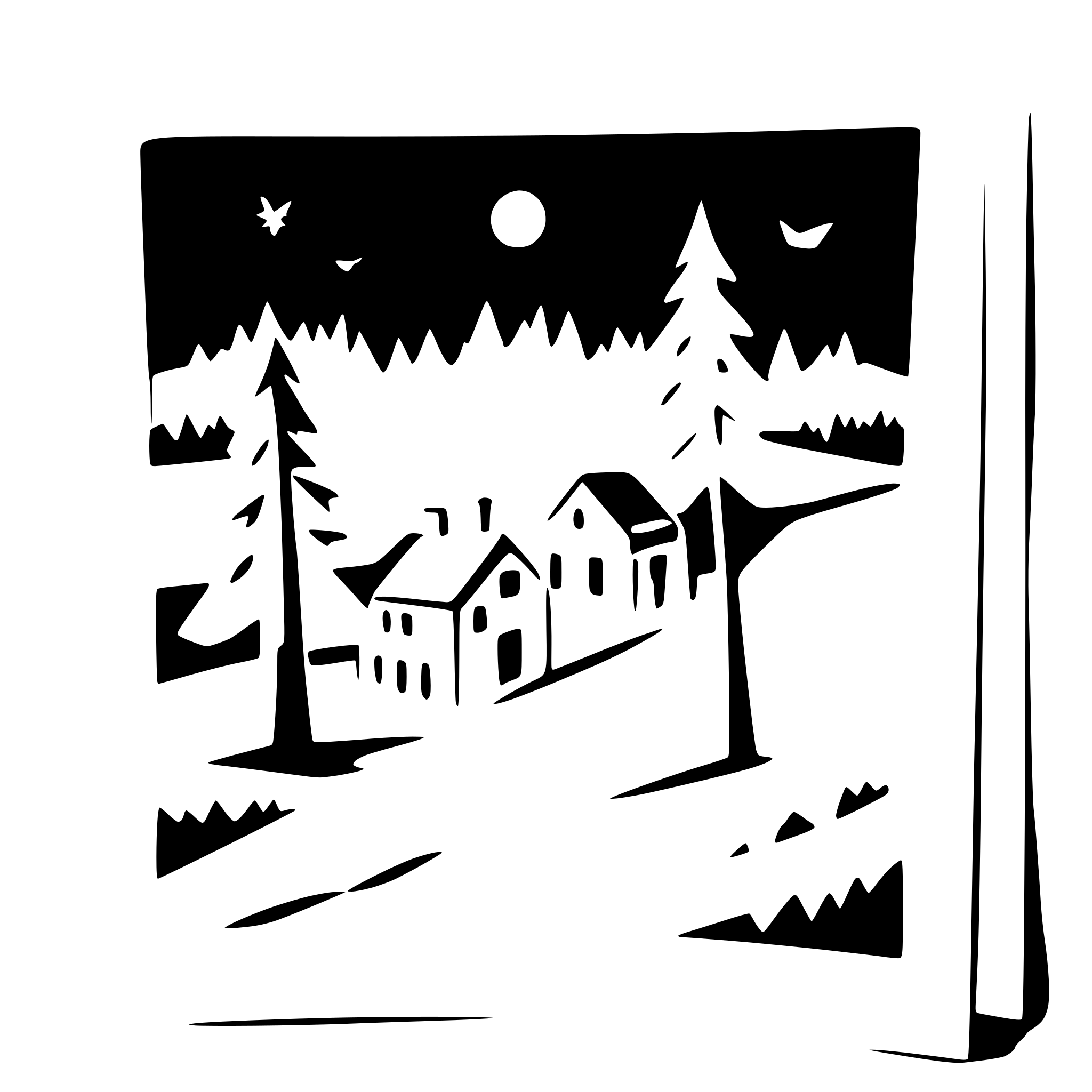 AI-generated SVG of a snowy village with pine trees