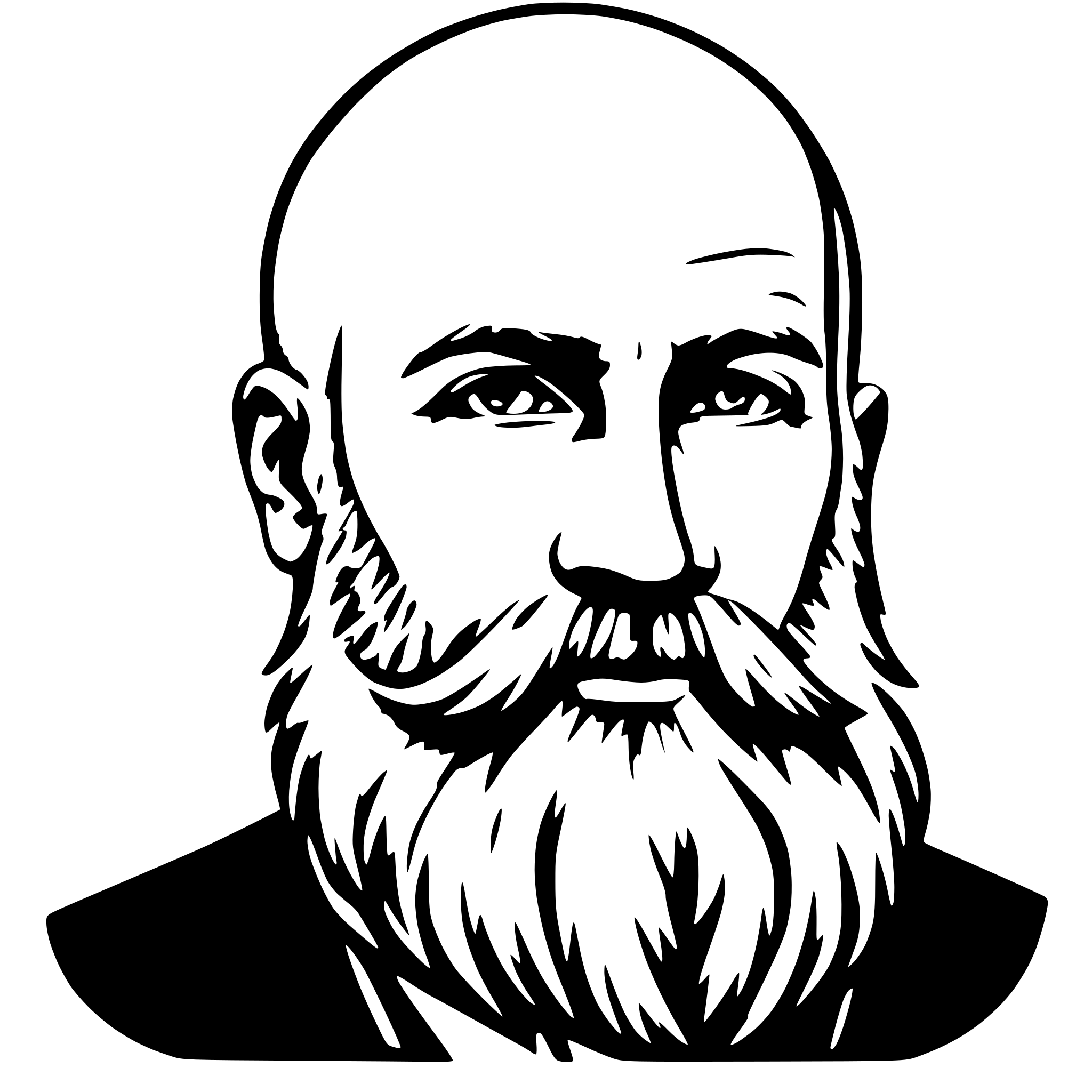 AI-generated SVG of a Bald, white man, long beard, face only