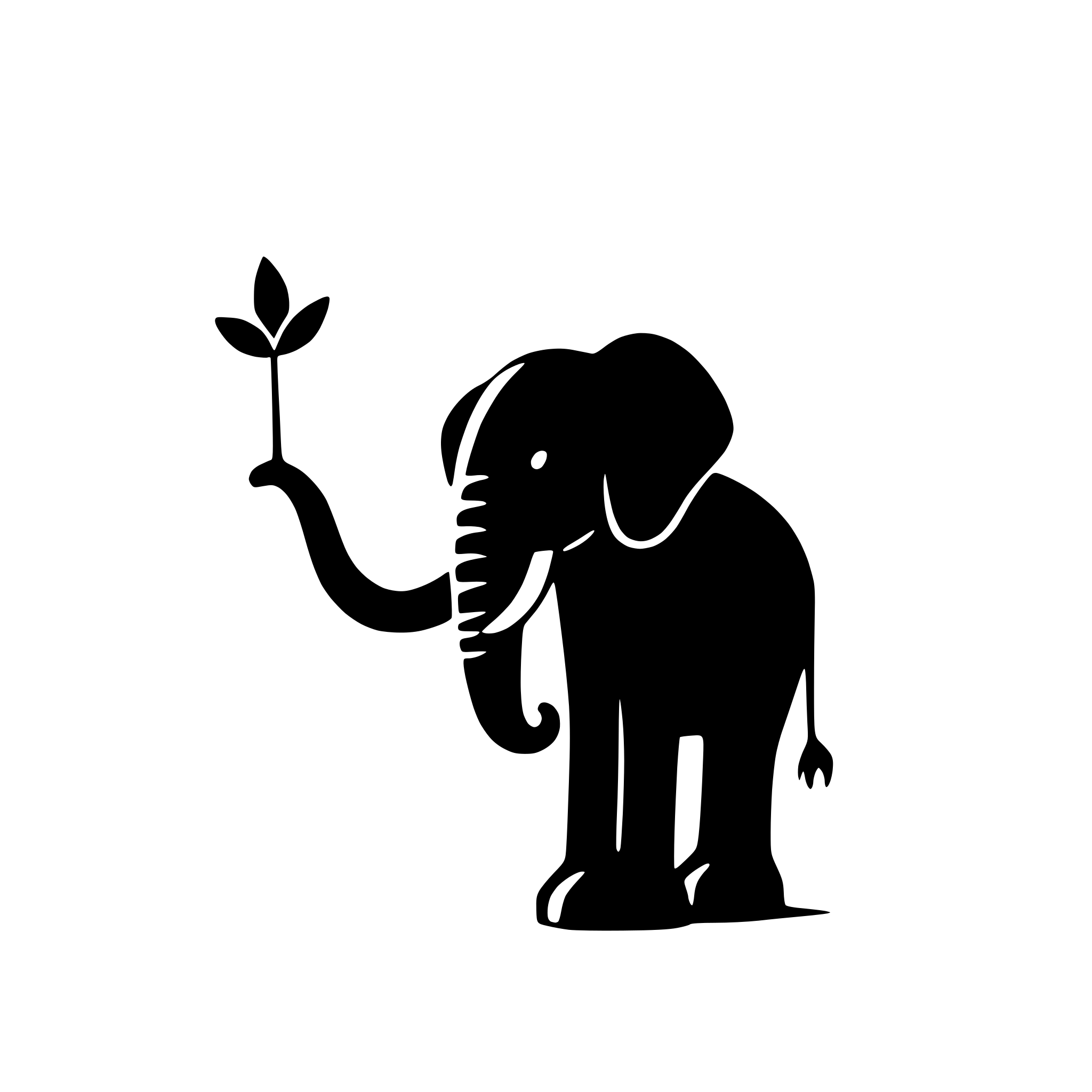 AI-generated SVG of 'elephant with trunk raised'