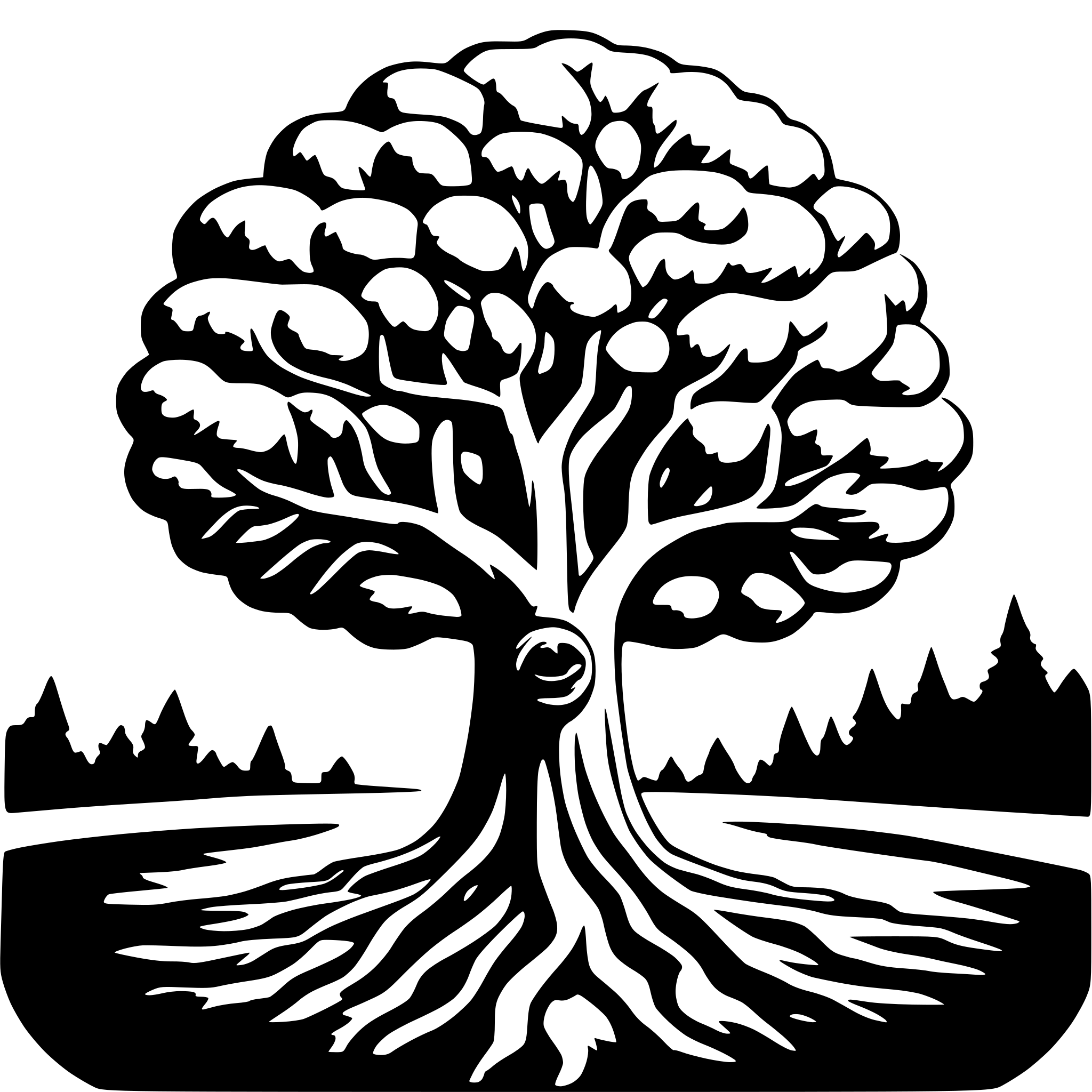AI-generated SVG of a weird psychedelic tree