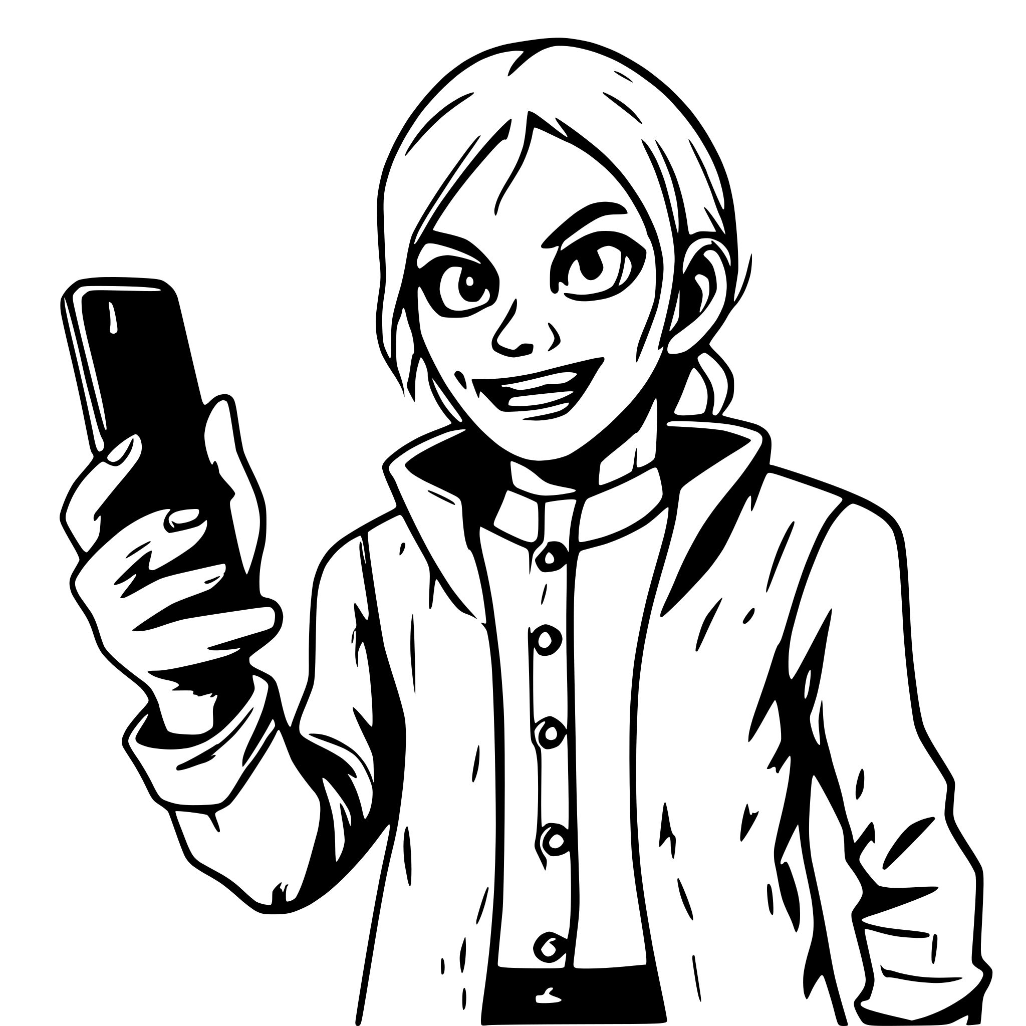 AI-generated SVG of a A zombie walking around with a smartphone in his hand.