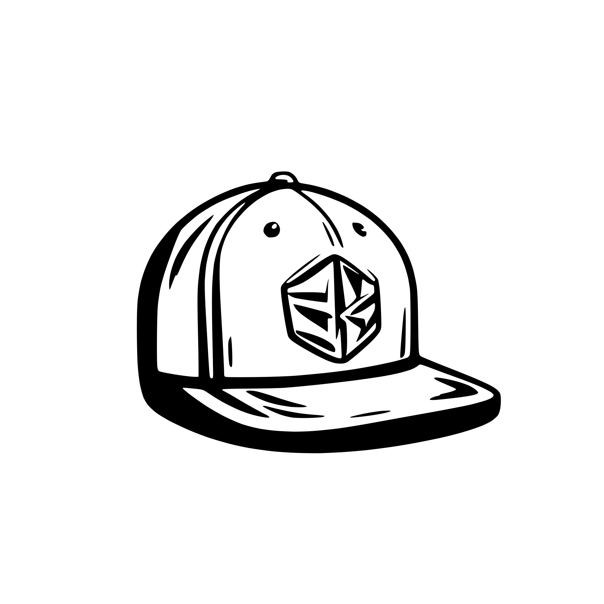 AI-generated SVG of a Hip hop crew mark cap logo black simplified