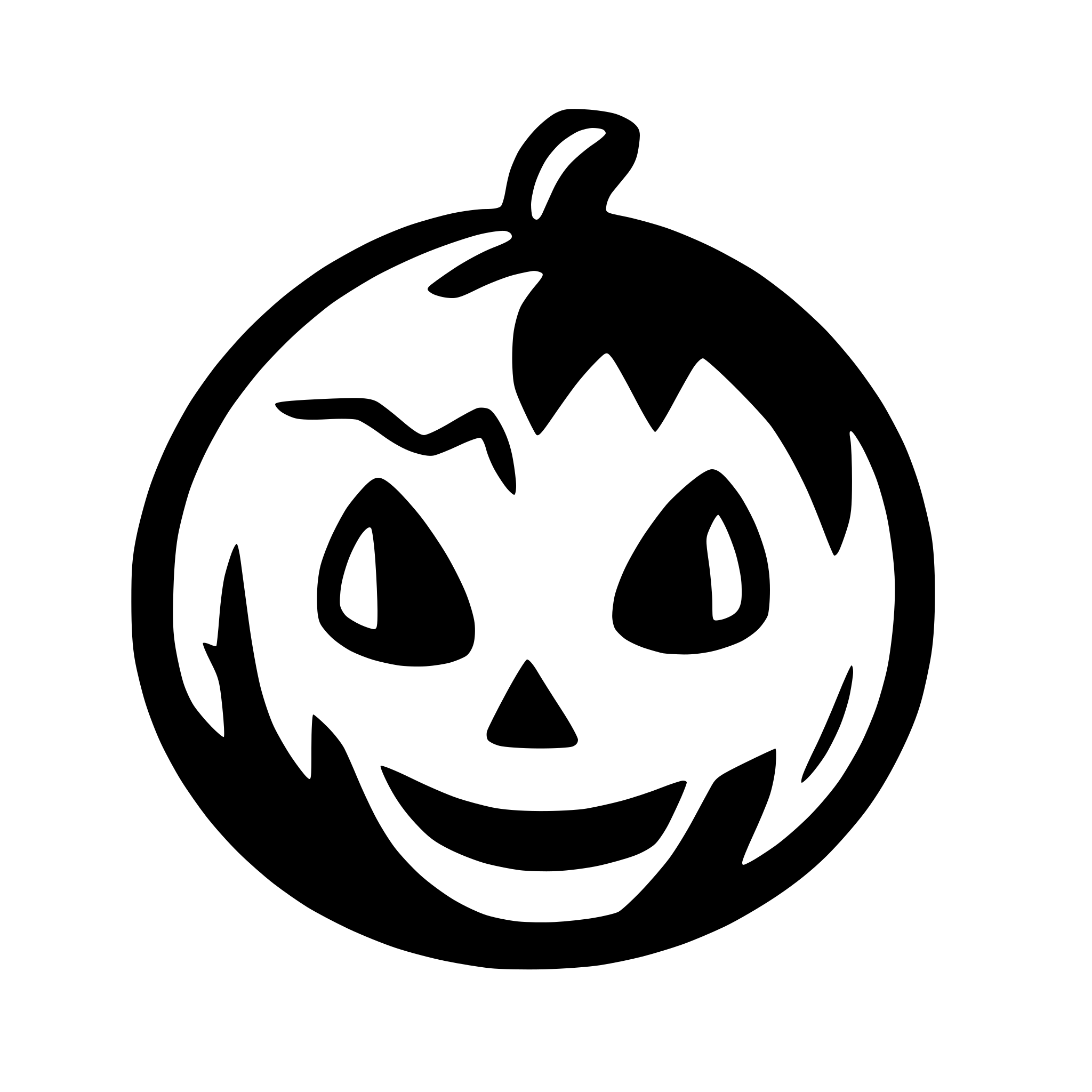AI-generated SVG of a black and white icon of halloween, vector style