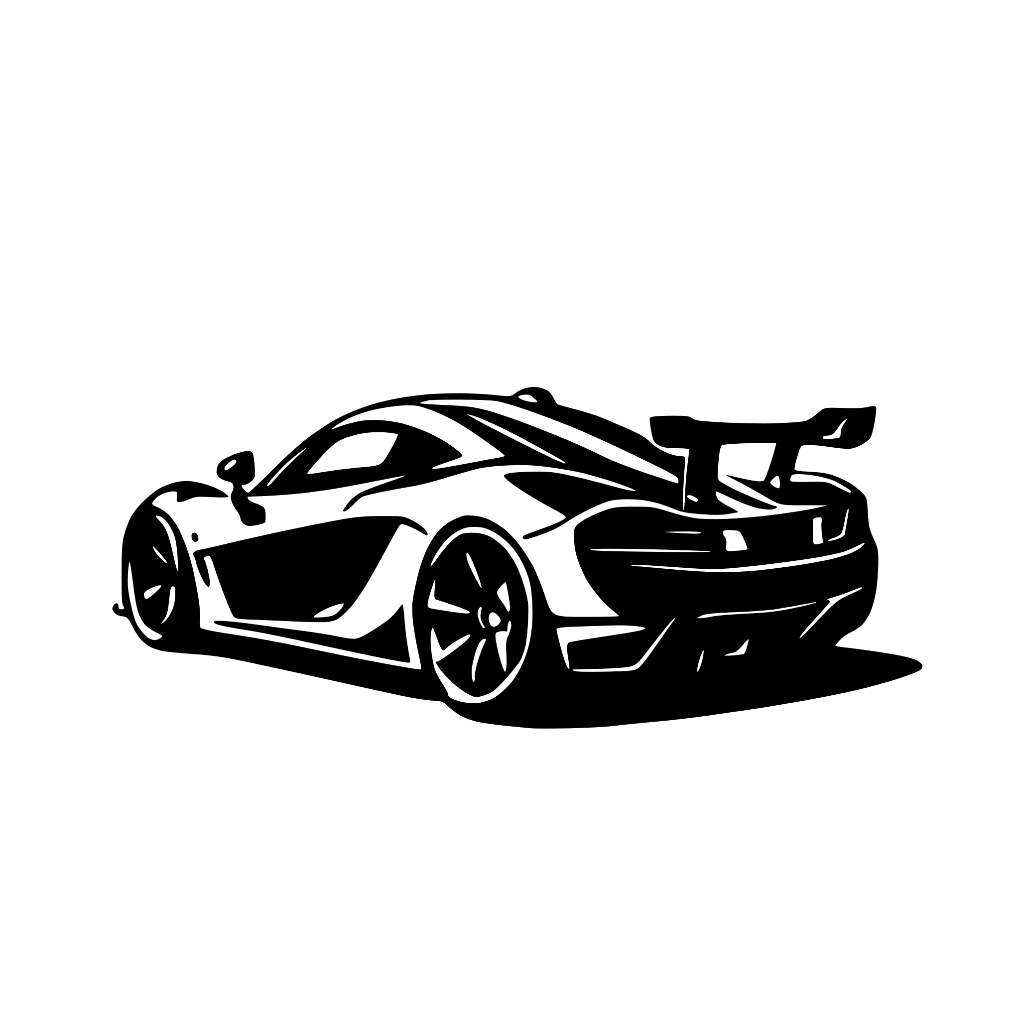 AI-generated SVG of 'McLaren P1 as a drawing to color in. Without Logos.'