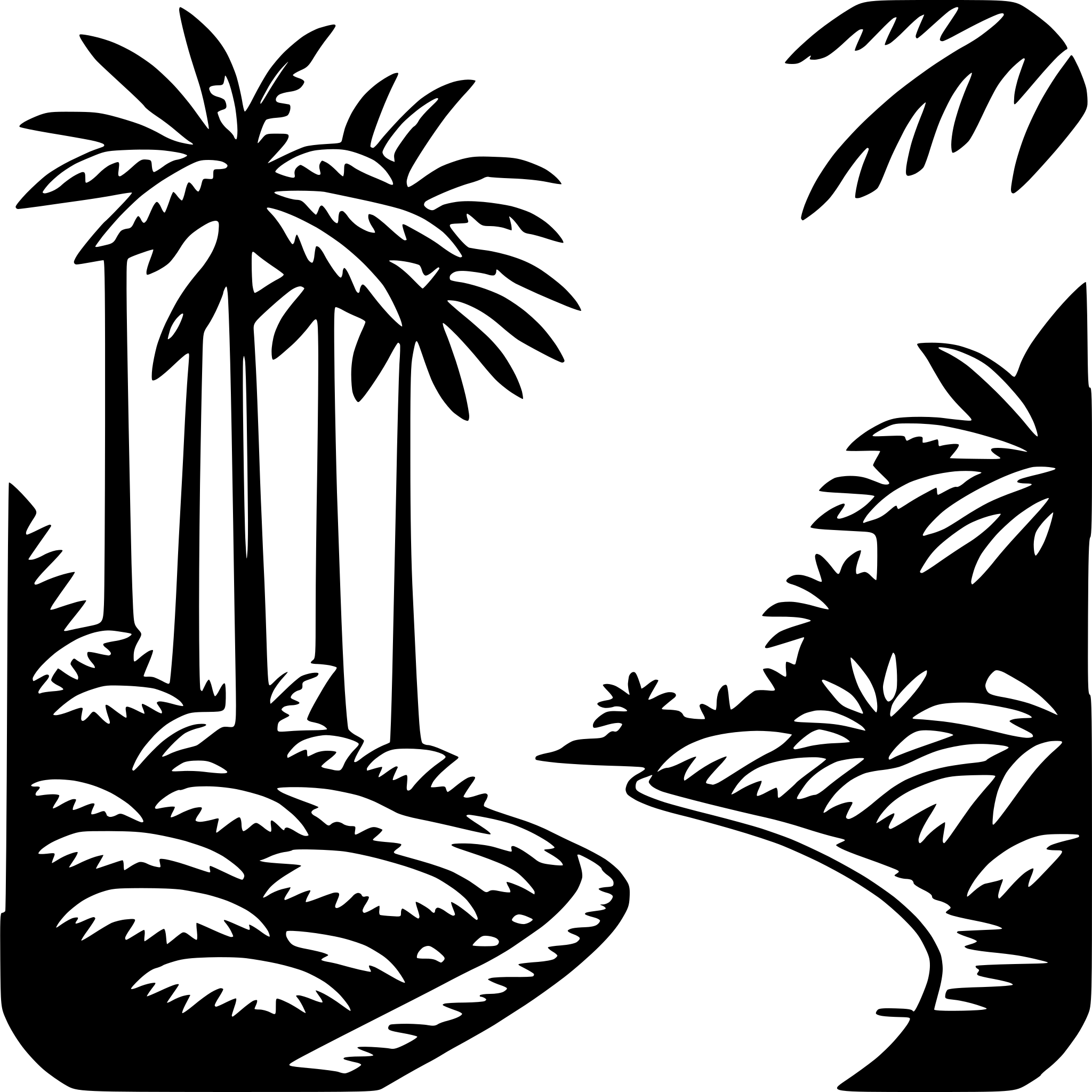AI-generated SVG of 'tropical rainforest trek'