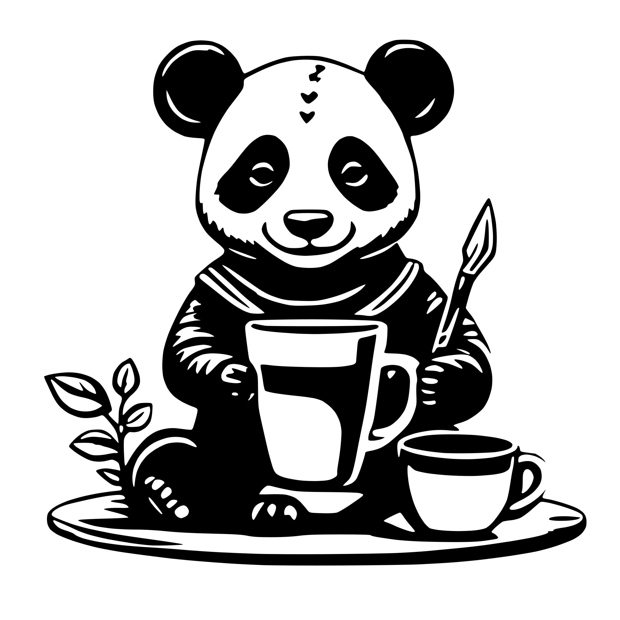 AI-generated SVG of a Viking panda with coffee