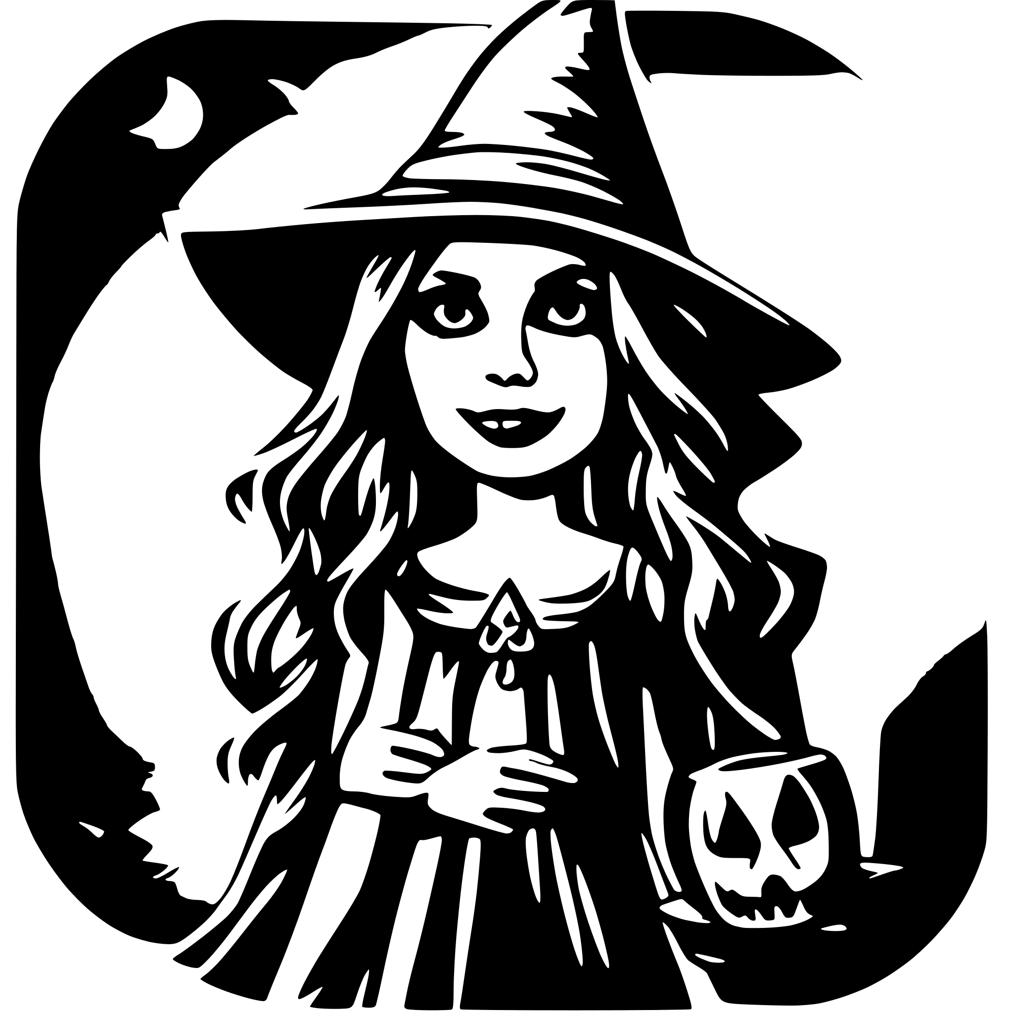 AI-generated SVG of a spooky witch