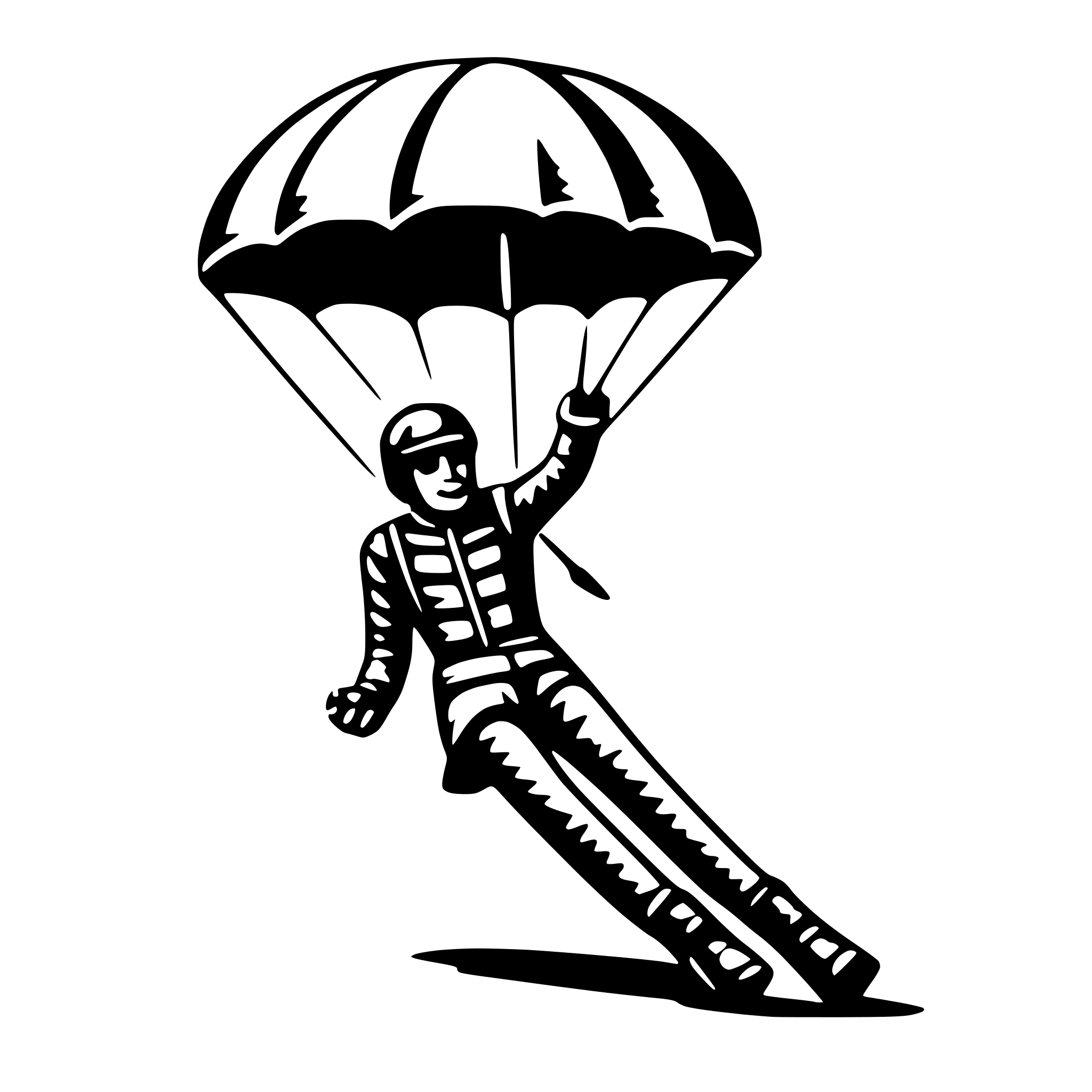 AI-generated SVG of 'parachute and skydiver'
