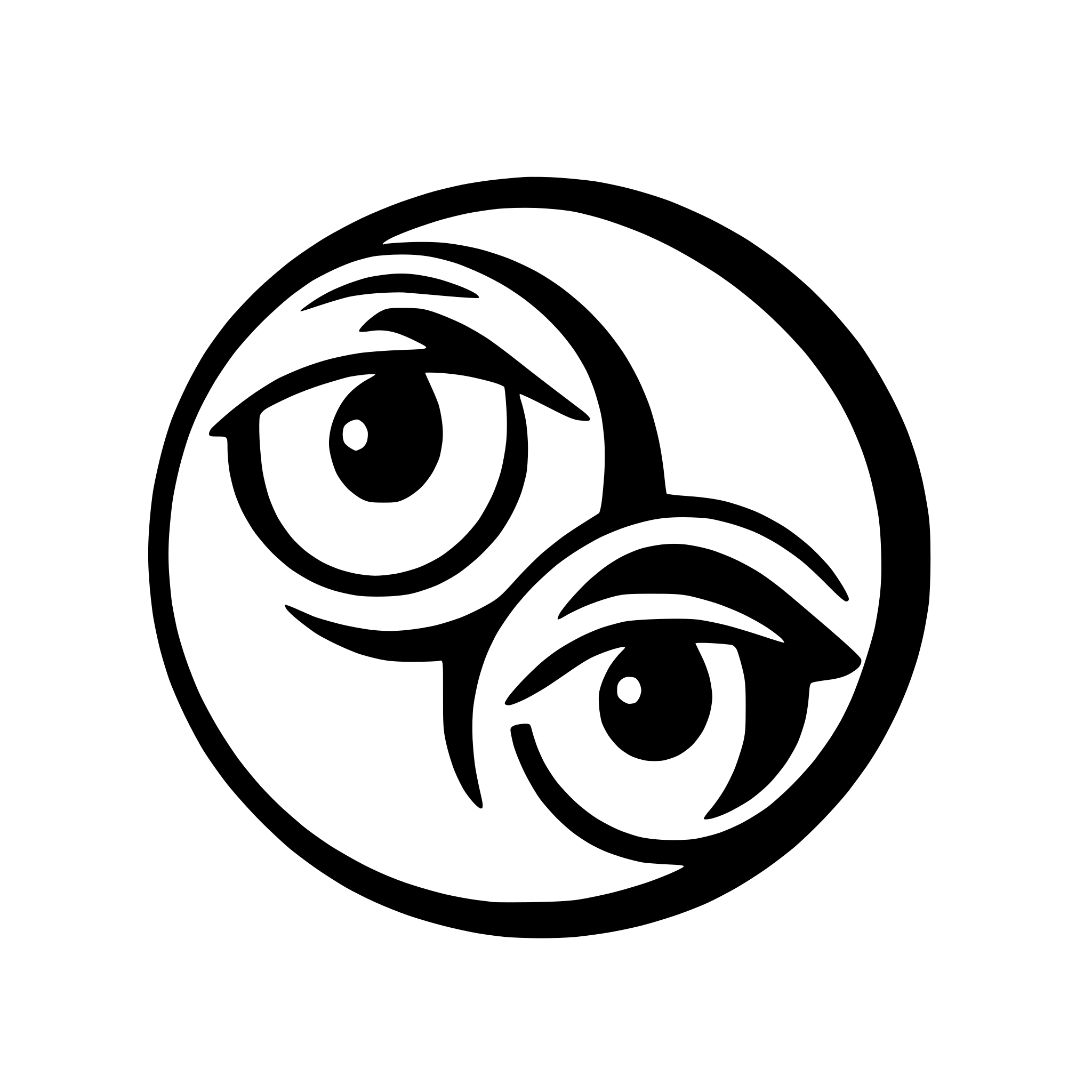 AI-generated SVG of '3 symmetrical spheres that look similar to two eyes and the third eye awakened logo favicon. monochromatic'