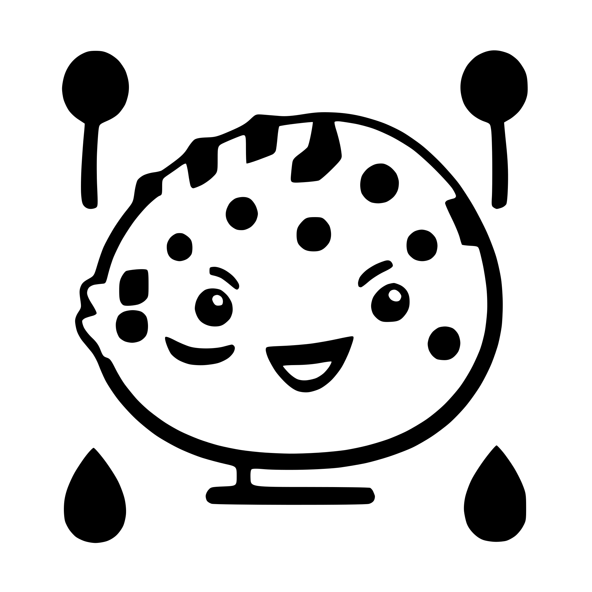 AI-generated SVG of a logo style depiction of a puffer fish, with a happy appearance and a smile