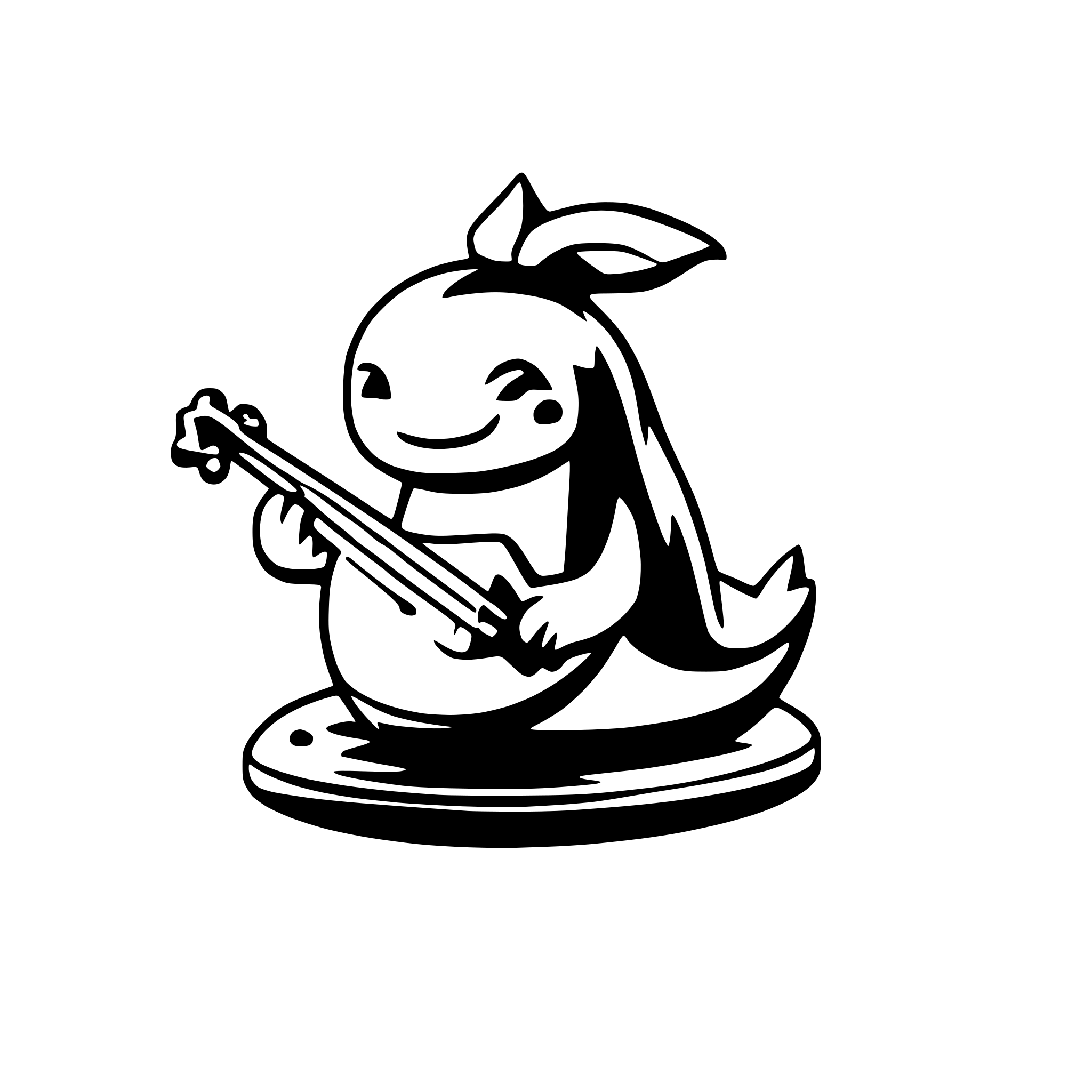 AI-generated SVG of a a cute  whale playing a lute