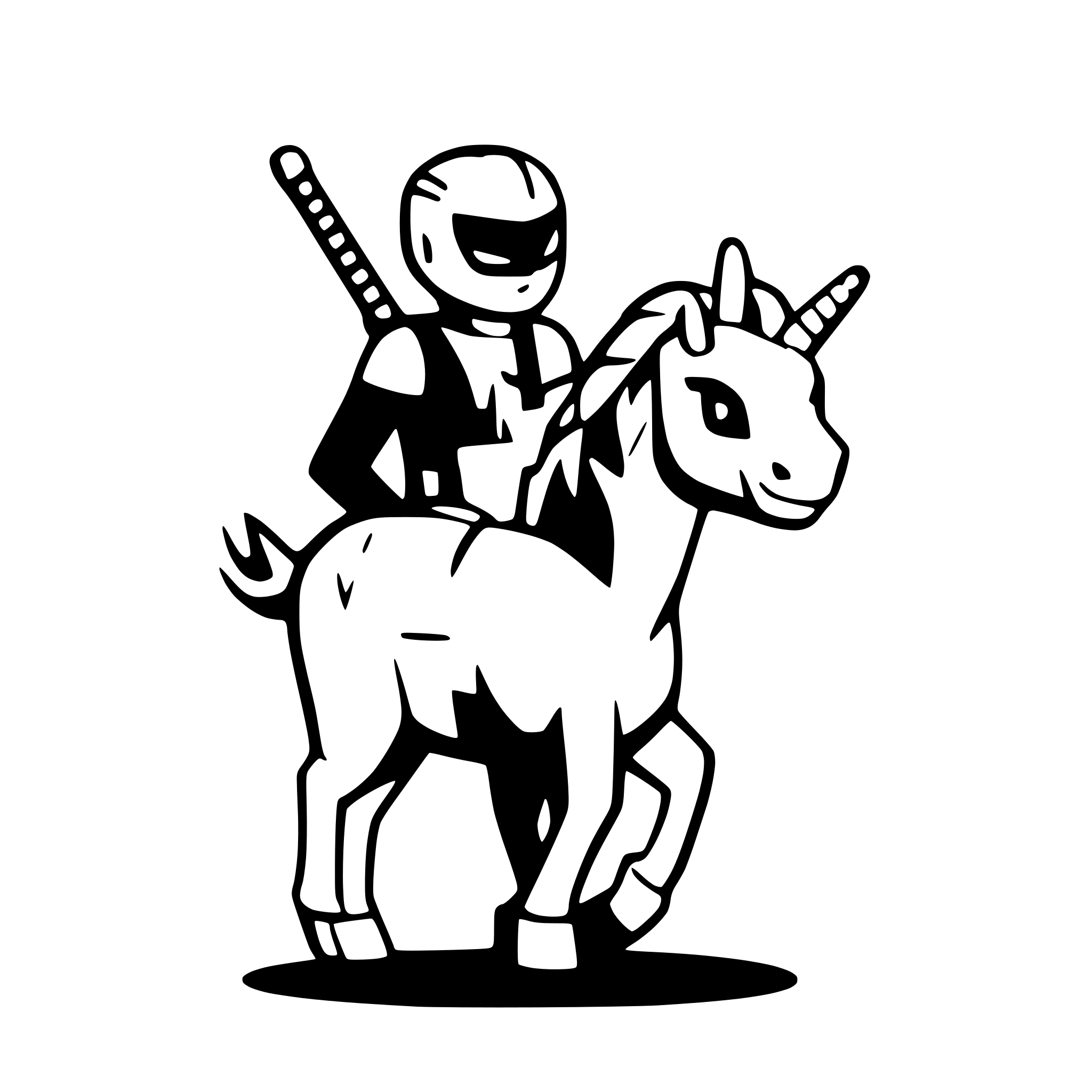 AI-generated SVG of 'Deadpool on unicorn'