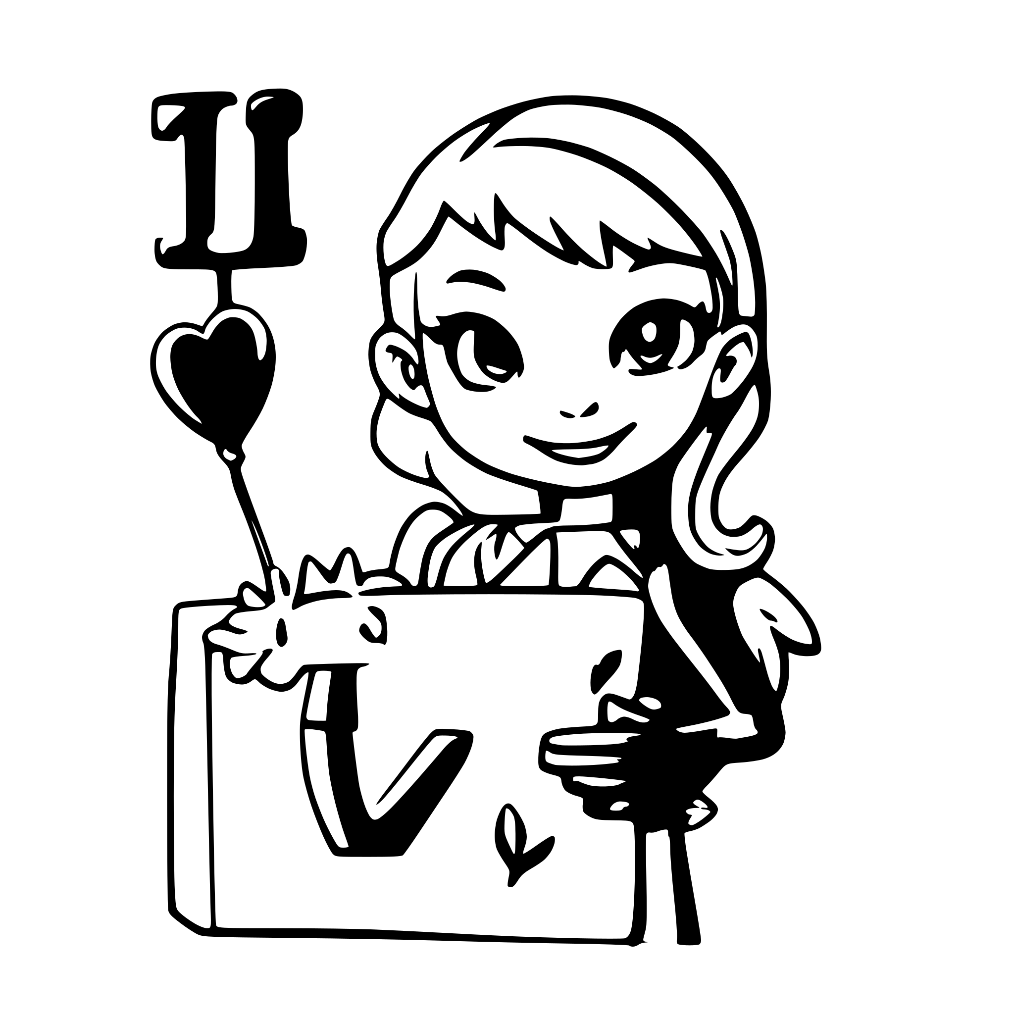 AI-generated SVG of a A little girl hugging a friendly blue dragon with a sign that says AI-generated SVG of a A little girl hugging a friendly blue dragon with a sign that says