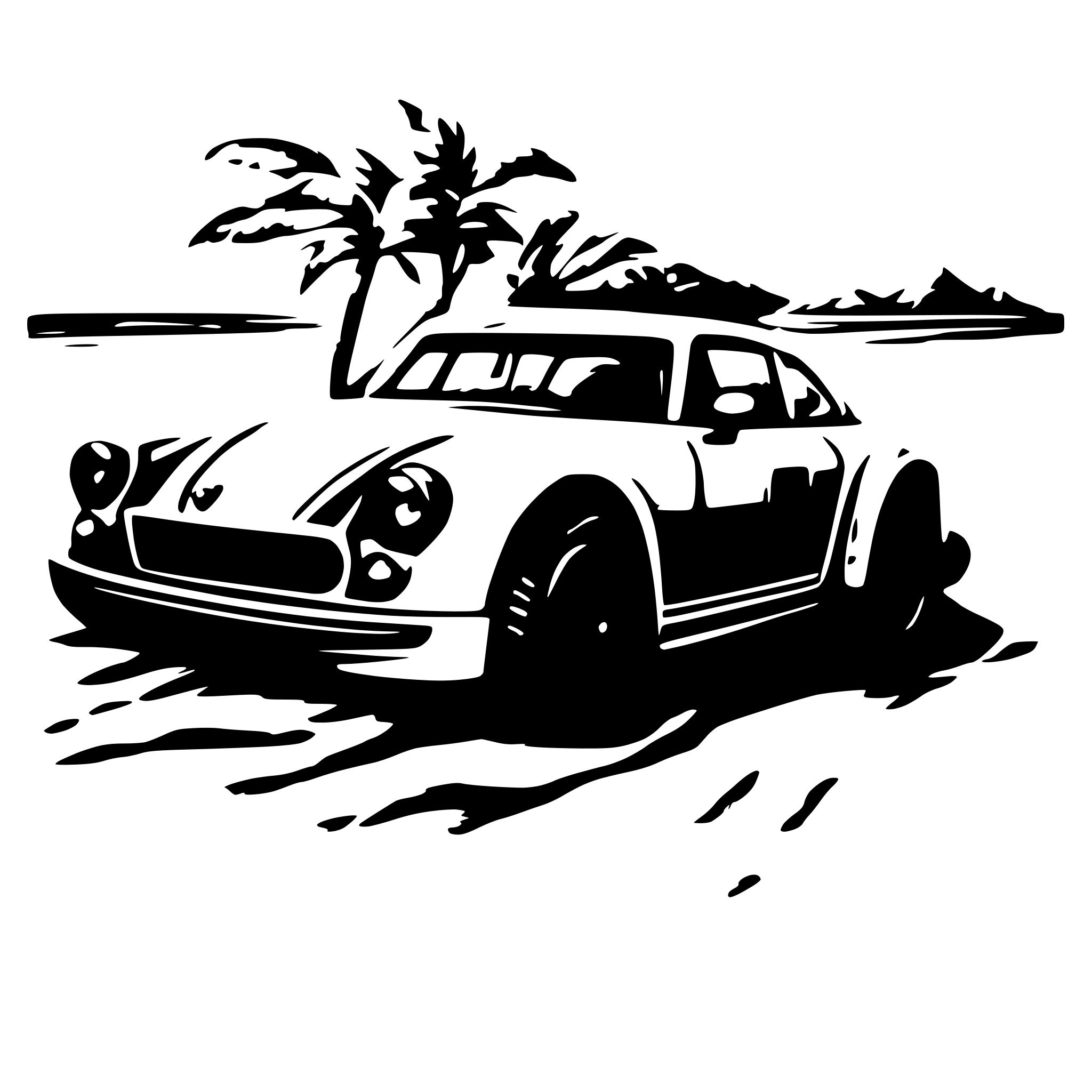 AI-generated SVG of 'rally car on beach'