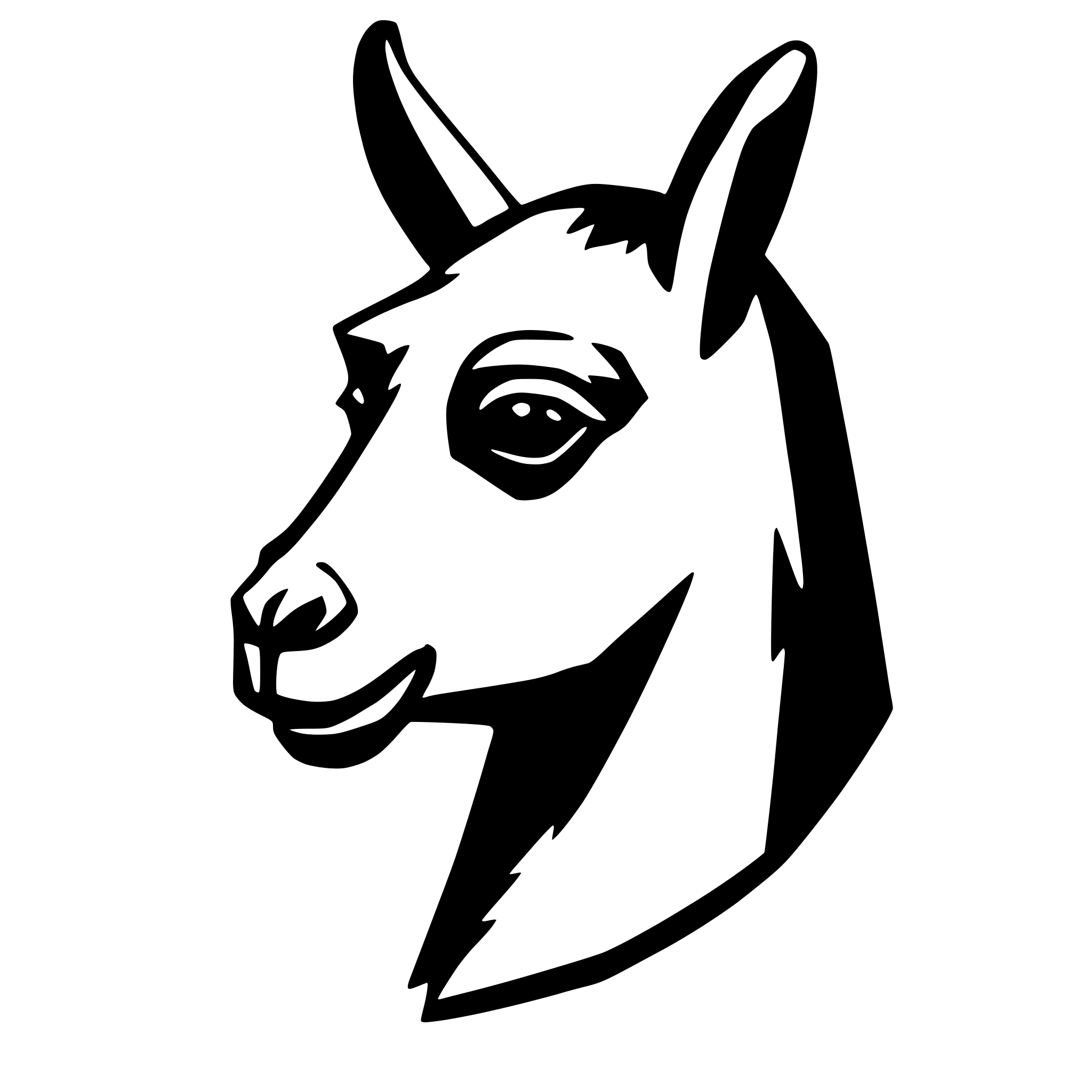 AI-generated SVG of 'low poly lama head'