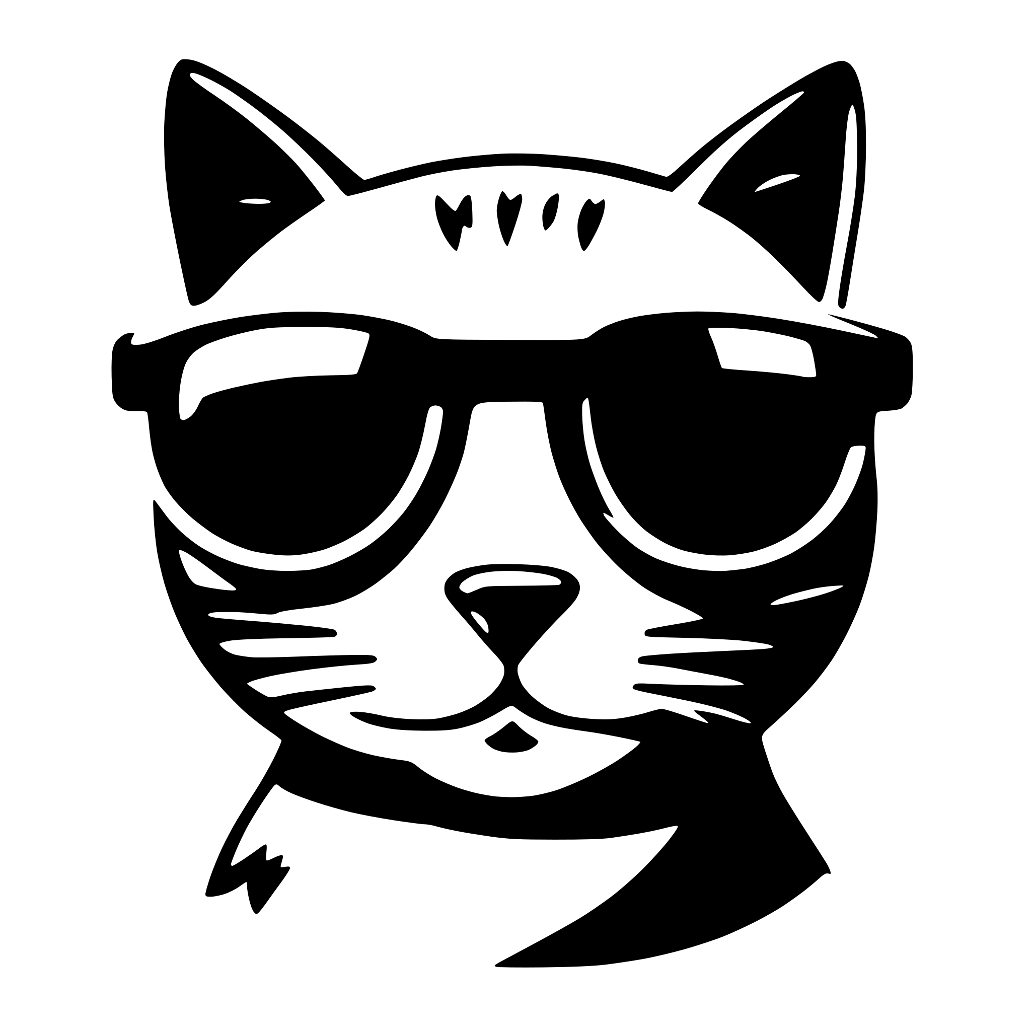 AI-generated SVG of 'a cat with sunglasses icon logo, minimalist, vector, white background'