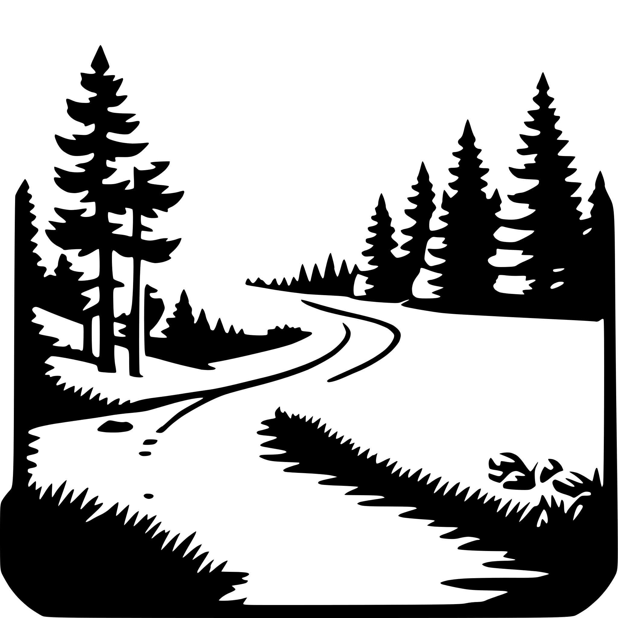 AI-generated SVG of a wilderness trek