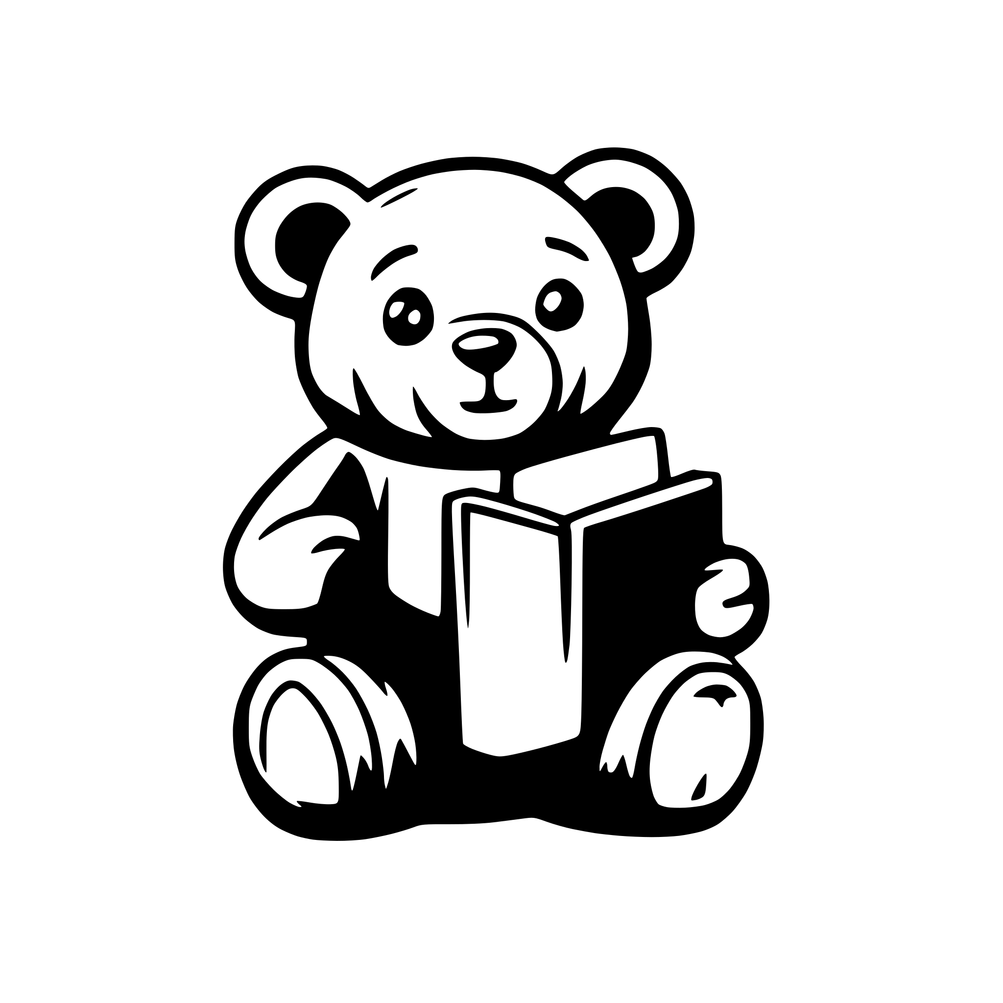 AI-generated SVG of 'sitting teddy bear holding book'