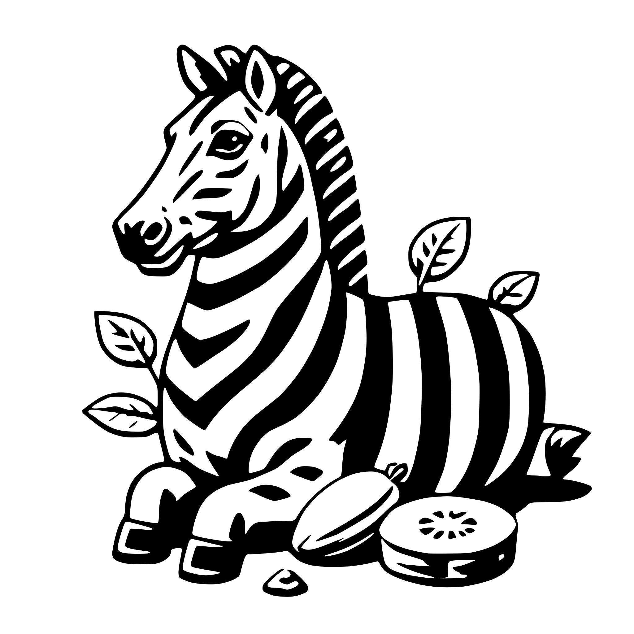 AI-generated SVG of 'zebra with zucchini'