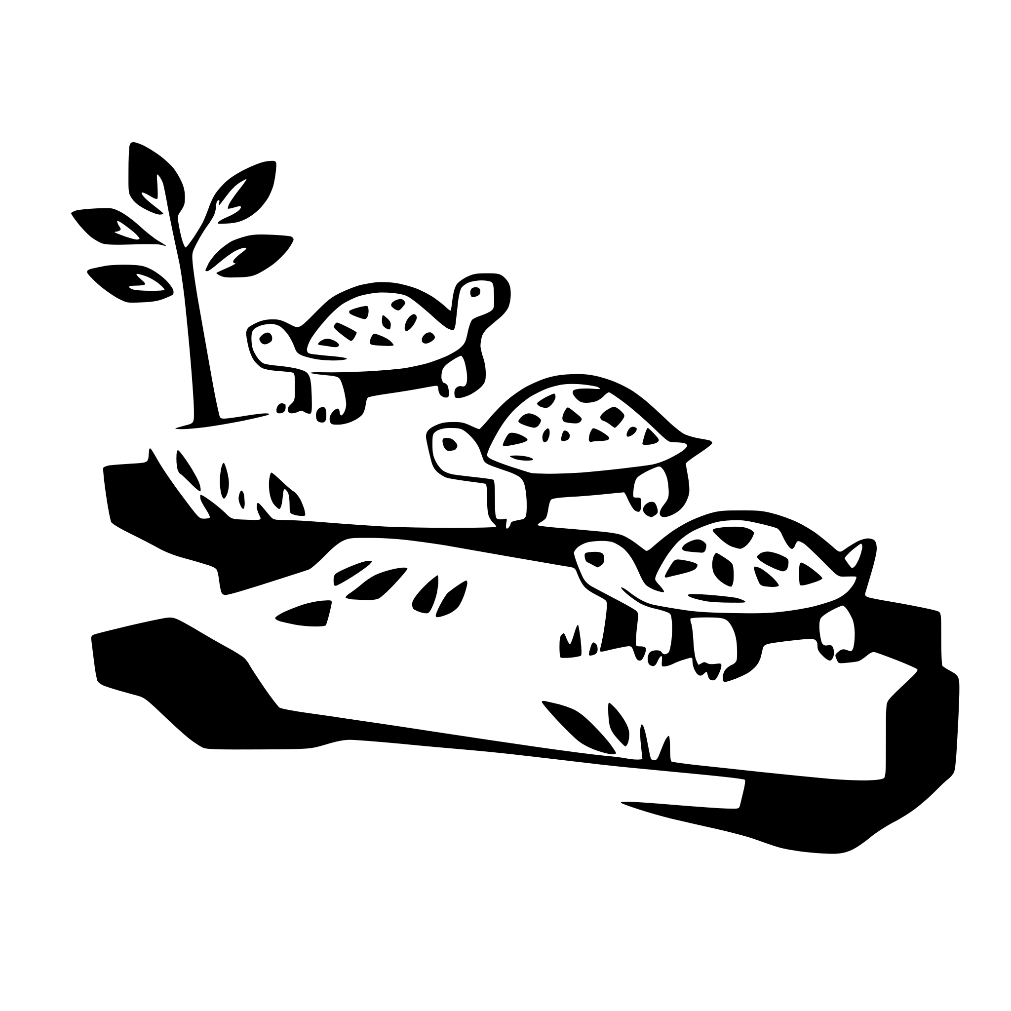 AI-generated SVG of a turtles basking on a log