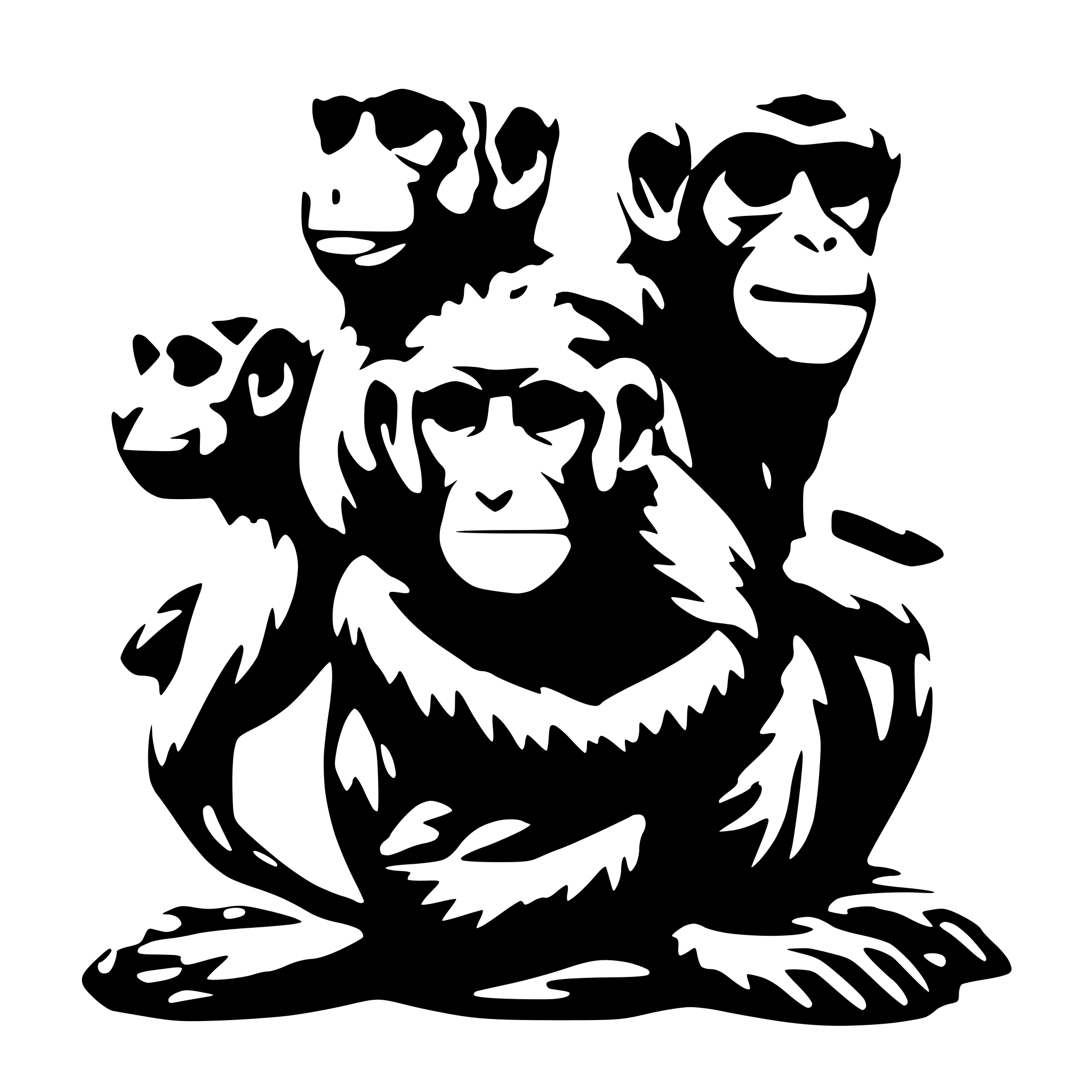 AI-generated SVG of a Three headed monkey stacked