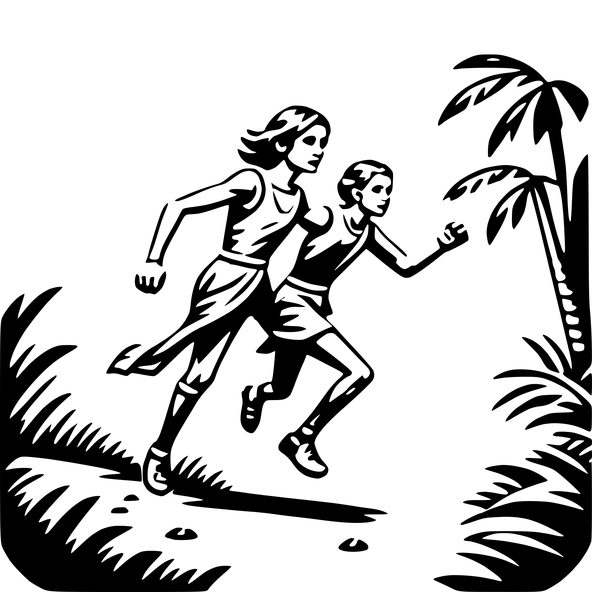 AI-generated SVG of 'running through jungle'