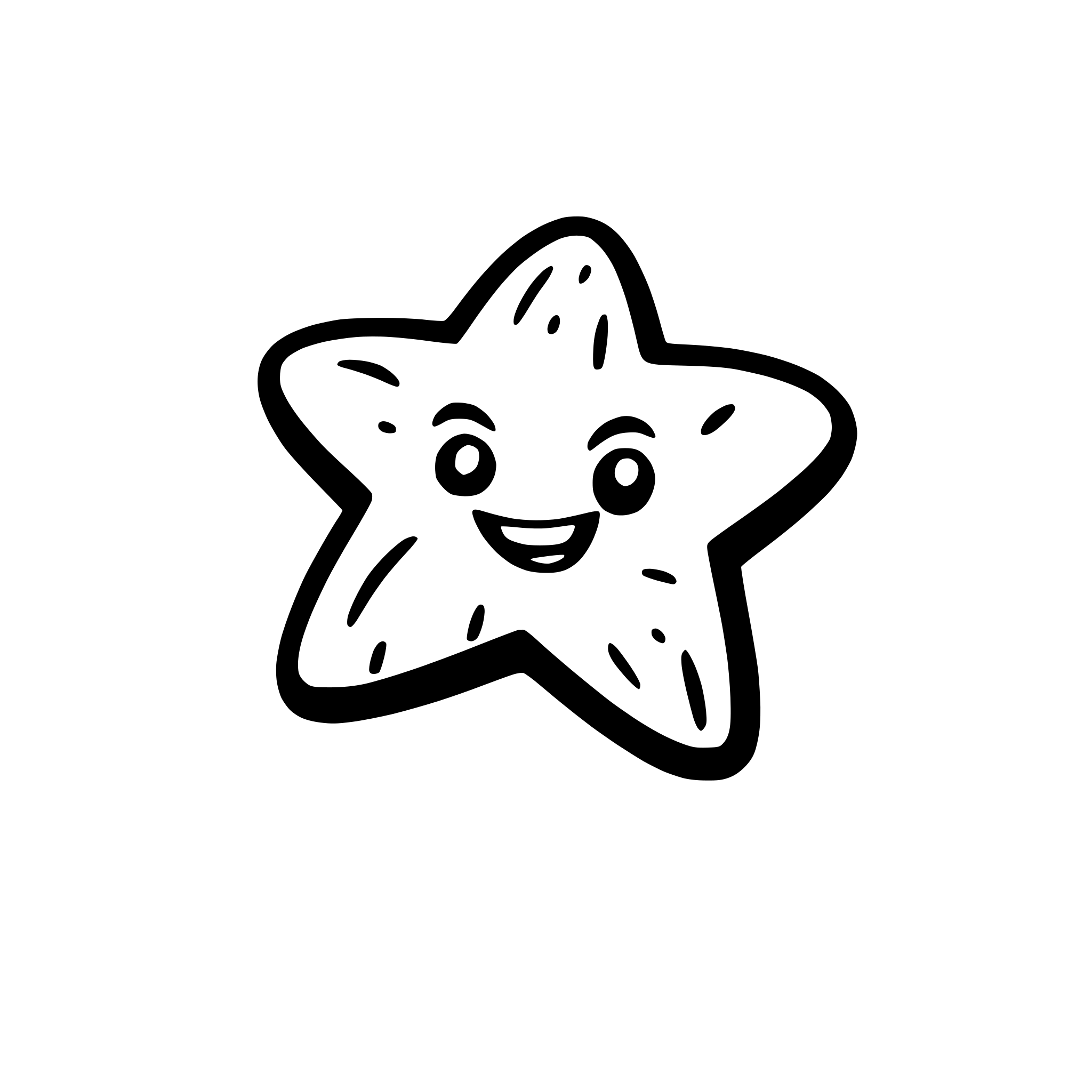 AI-generated SVG of a a smiling starfish on a sandy beach