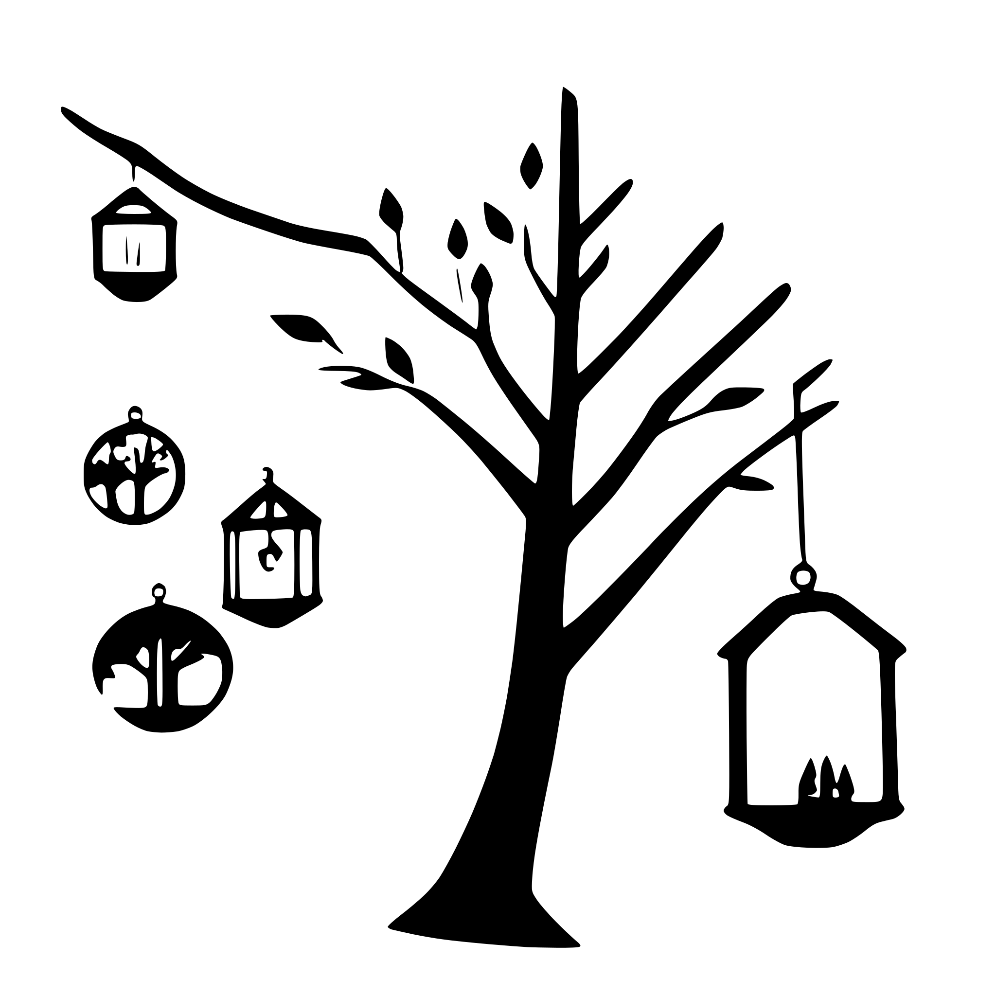 AI-generated SVG of 'tree with hanging lanterns'