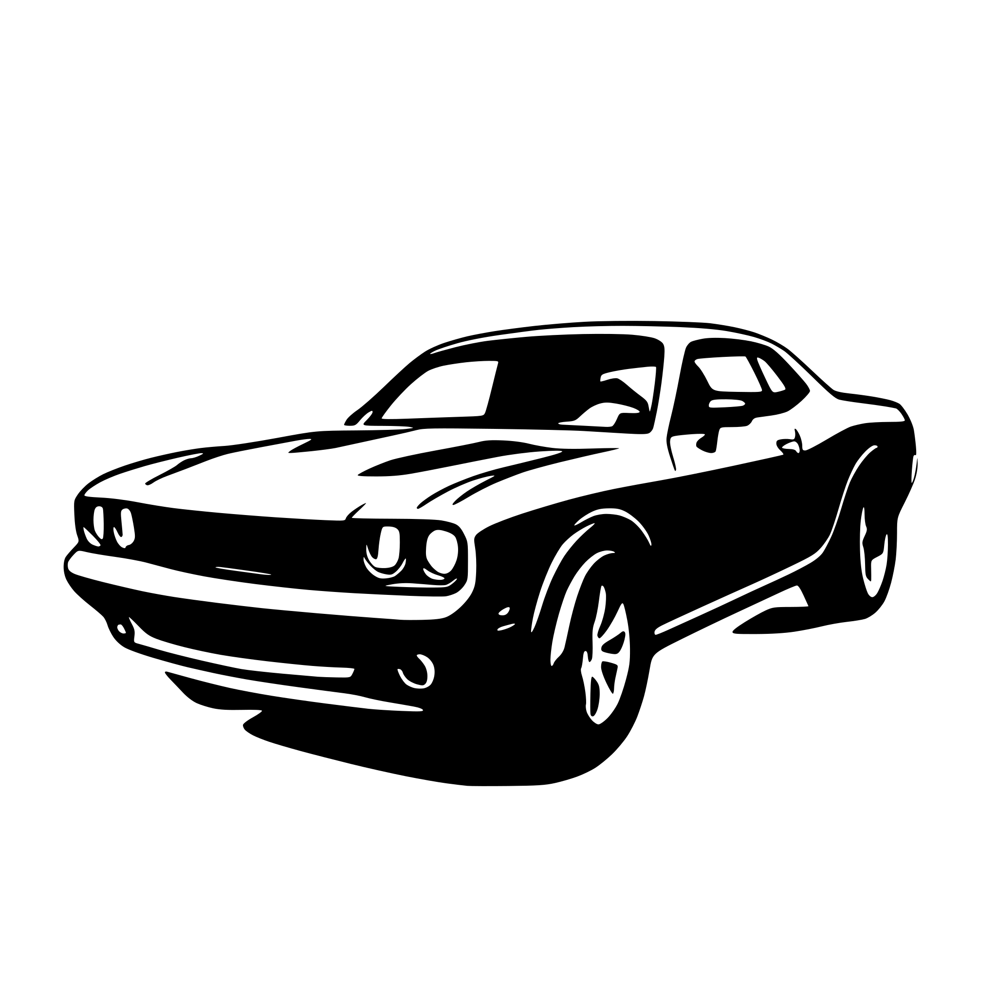 AI-generated SVG of a Dodge Challenger as a drawing to color in. Without Logos.