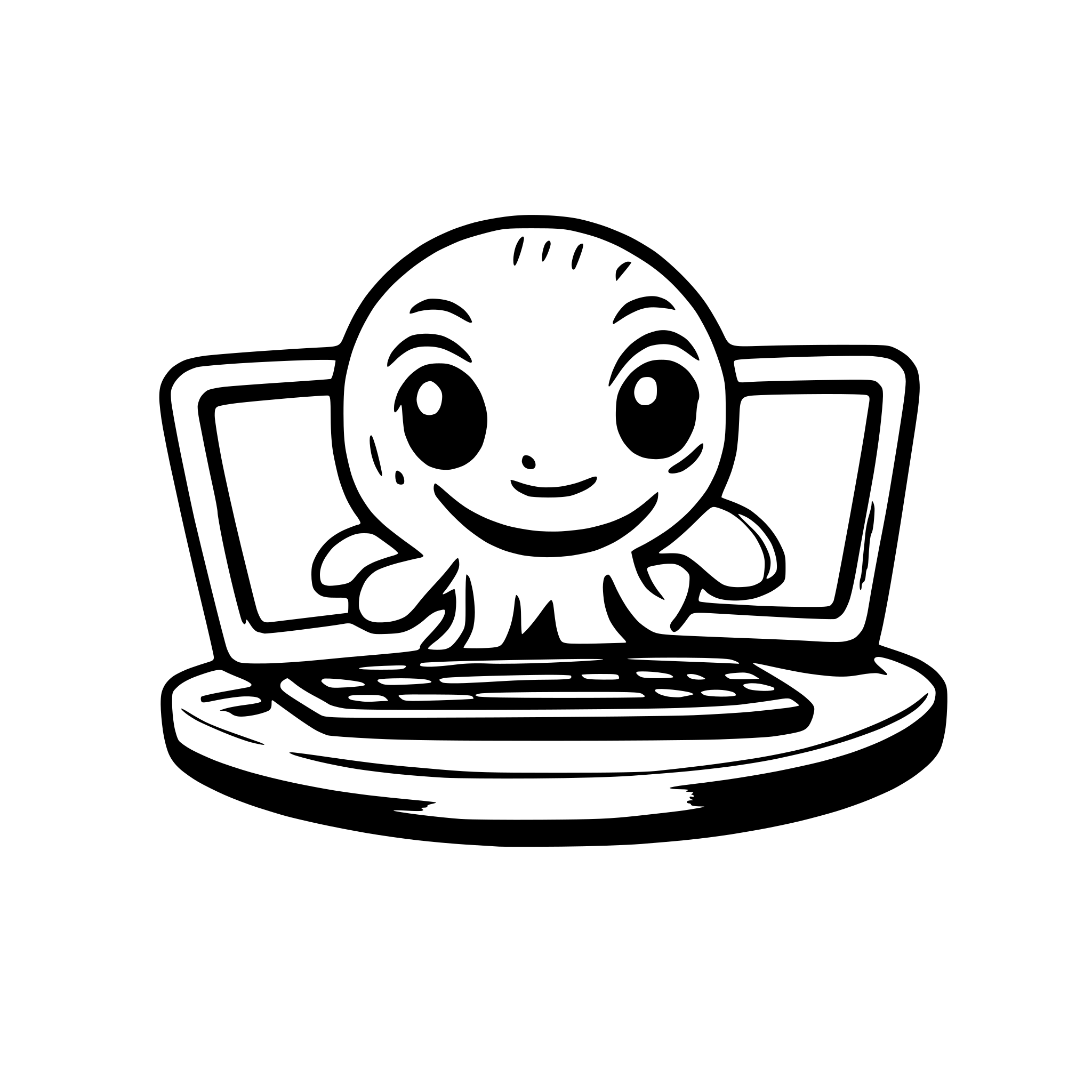 AI-generated SVG of a create a svg logo icon of a cartoon sea creature that is using a computer. This will serve as a mascot for a company.