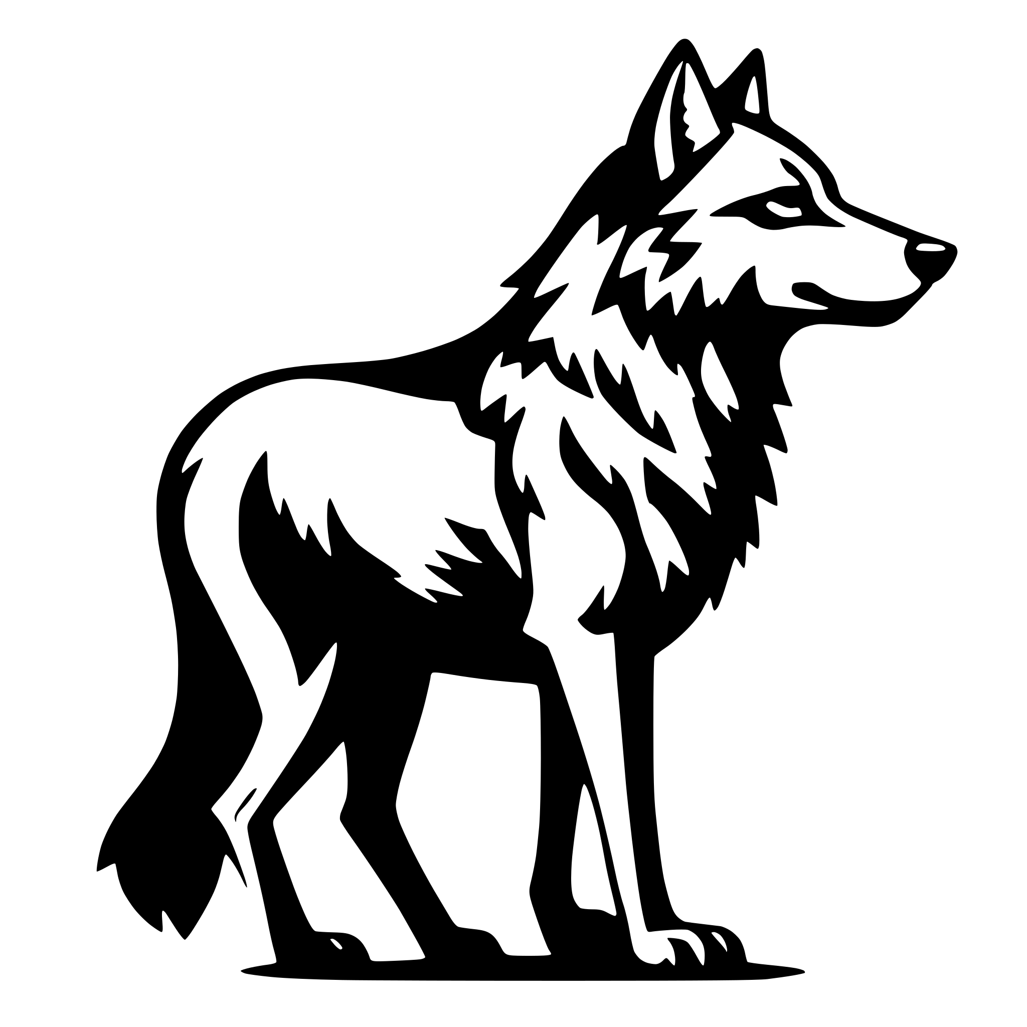 AI-generated SVG of a wolf, side view, nostalgic