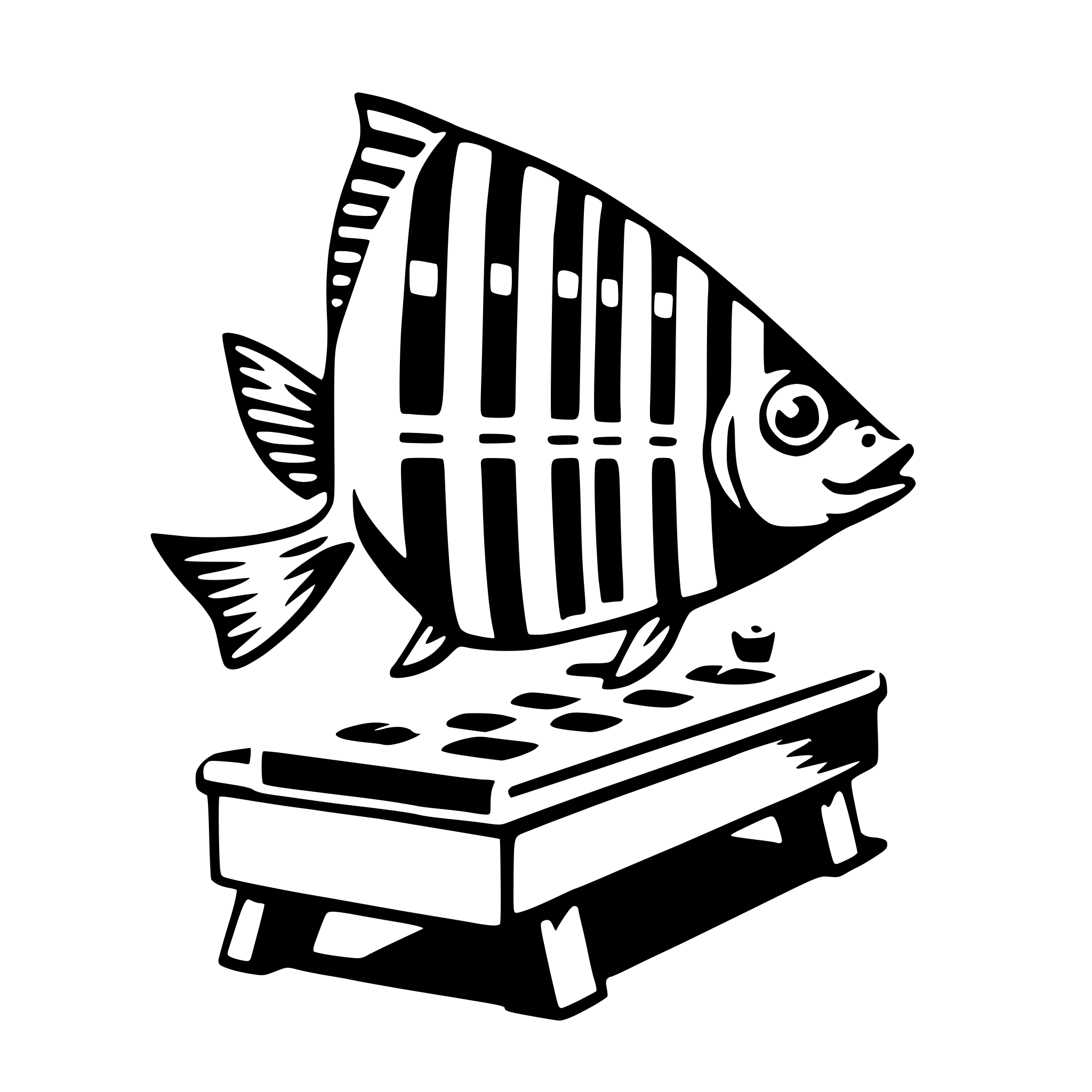 AI-generated SVG of a x-ray fish with xylophone