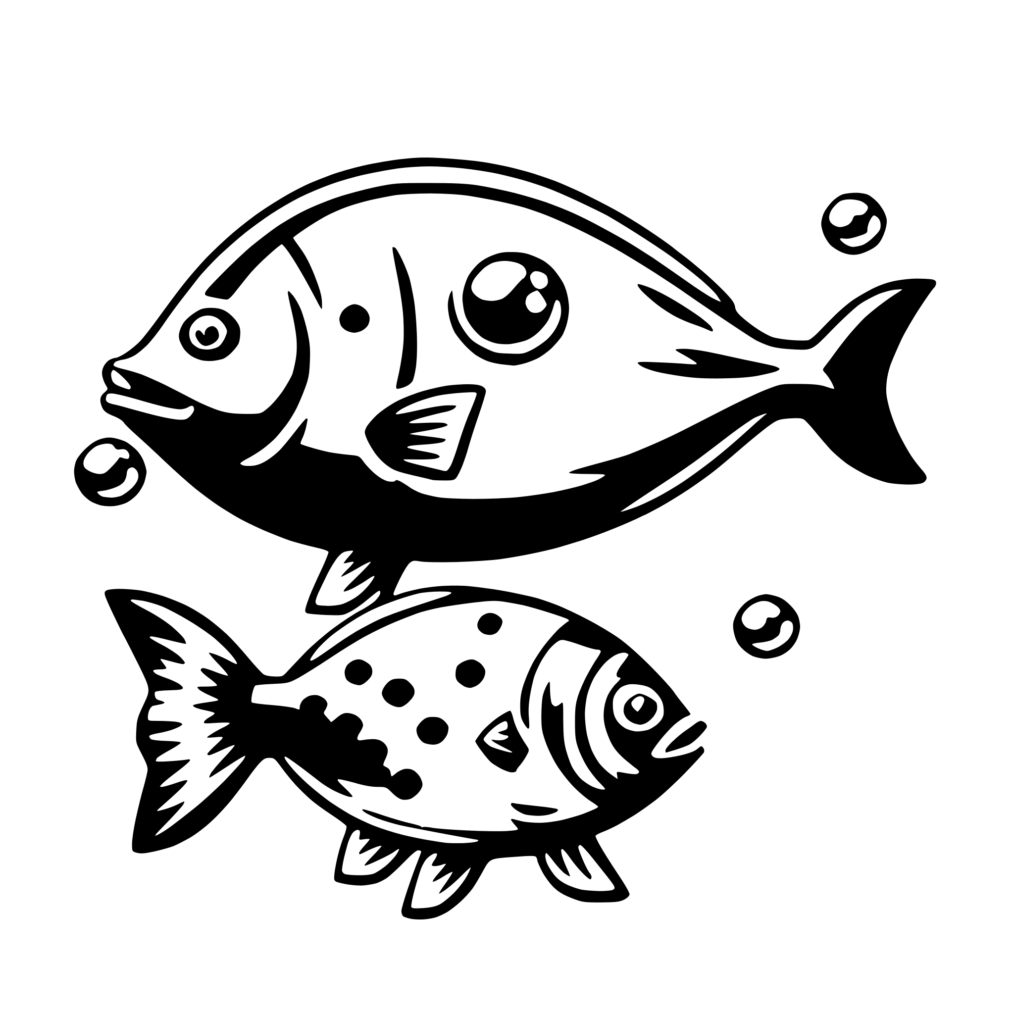 AI-generated SVG of 'fish blowing bubbles'