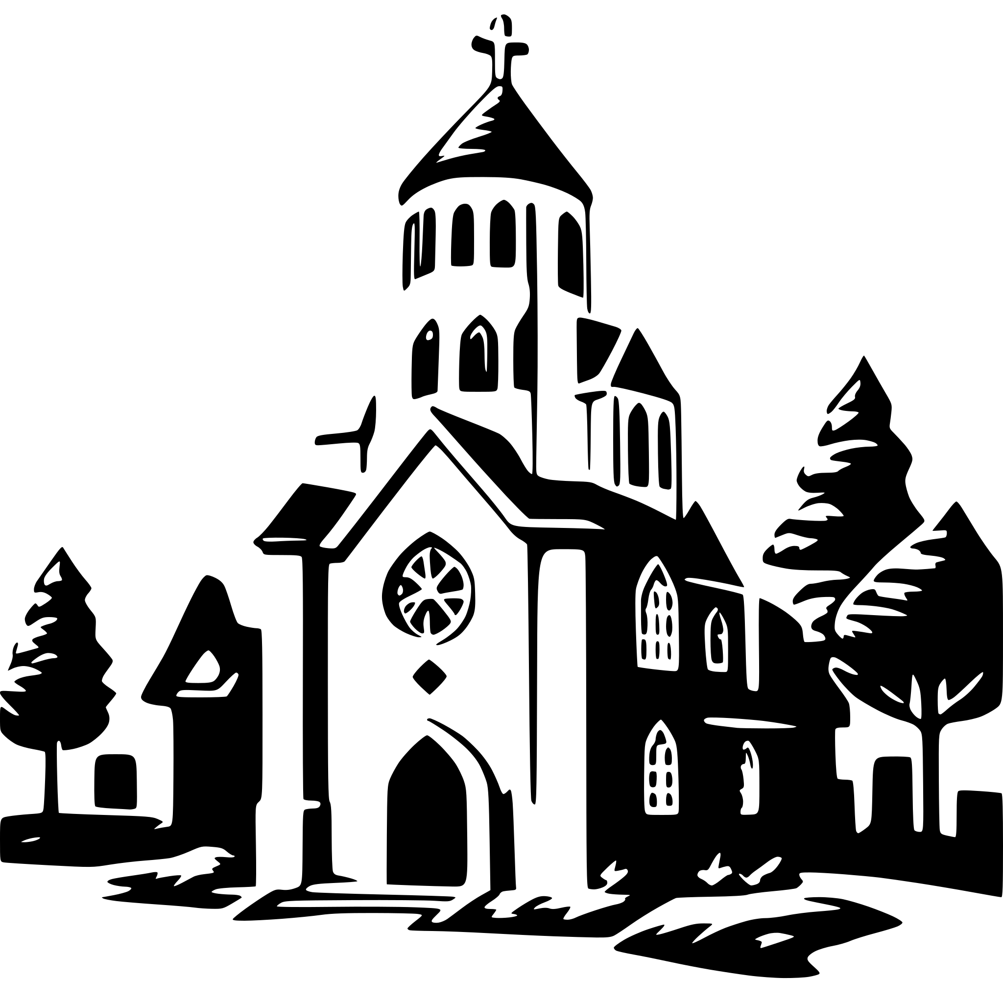 AI-generated SVG of 'Burning church'